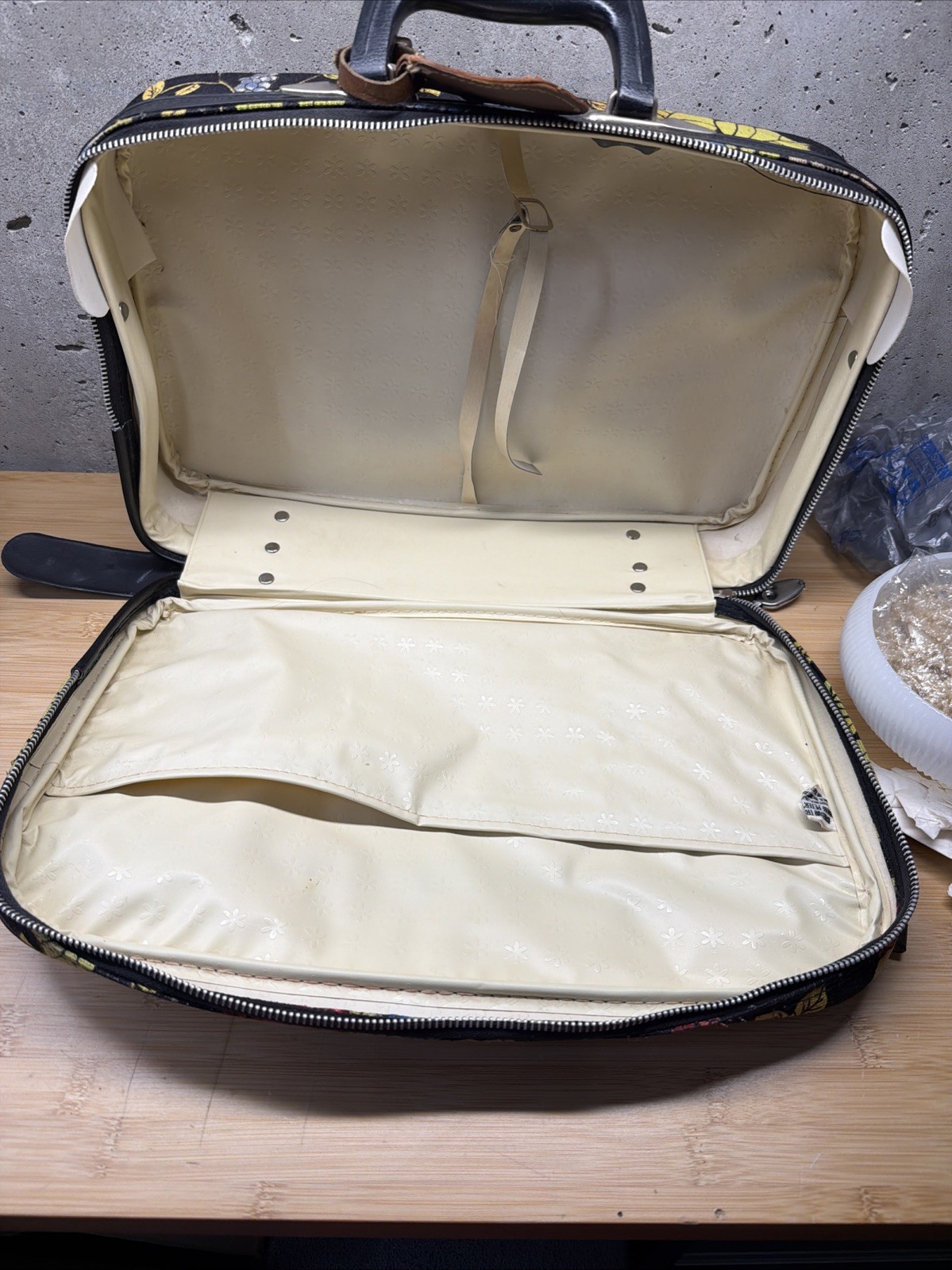 Vtg Bantam Mini Suitcase Overnight Carry-on Retro Floral Hippie Boho 16×10.5×4.5