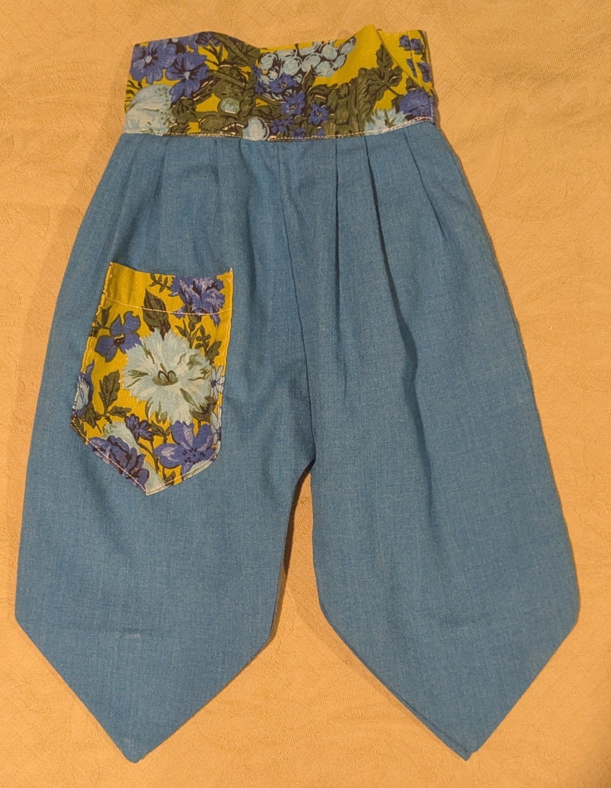 OOAK 1970 Fabric Travel Shoe Bag Homemade Hand Sewn Protection Pantyhose NOS