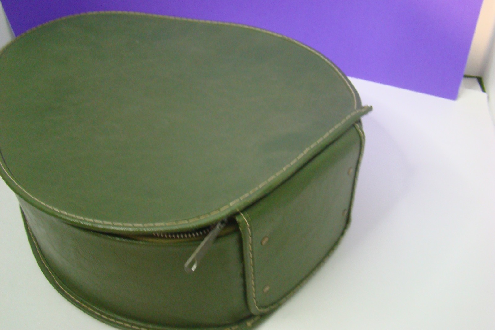 Vintage Teardrop Luggage Train Case Avocado Carry On Bag Retro 60s/70s Egg Shape