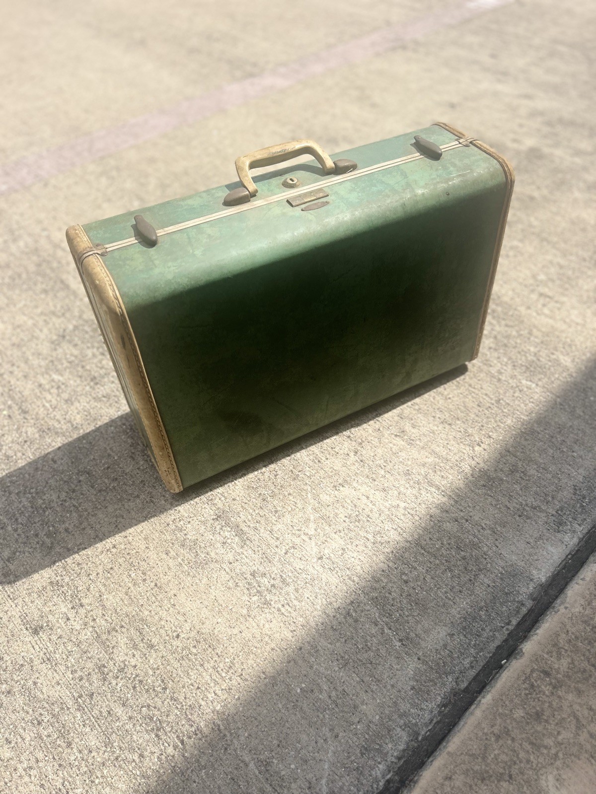 Vintage Samsonite Bermuda Green Marble 2 Piece Luggage Set 17.5” & 13”