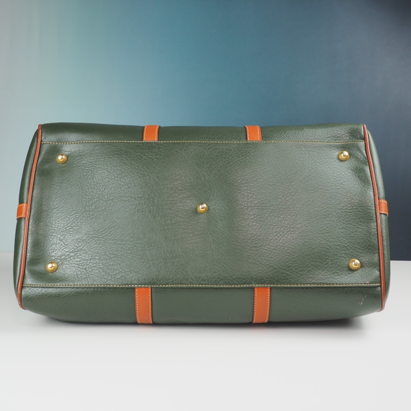 Vintage Franco Rino Green Faux Leather Boston Bag Travel Luggage Retro 80s