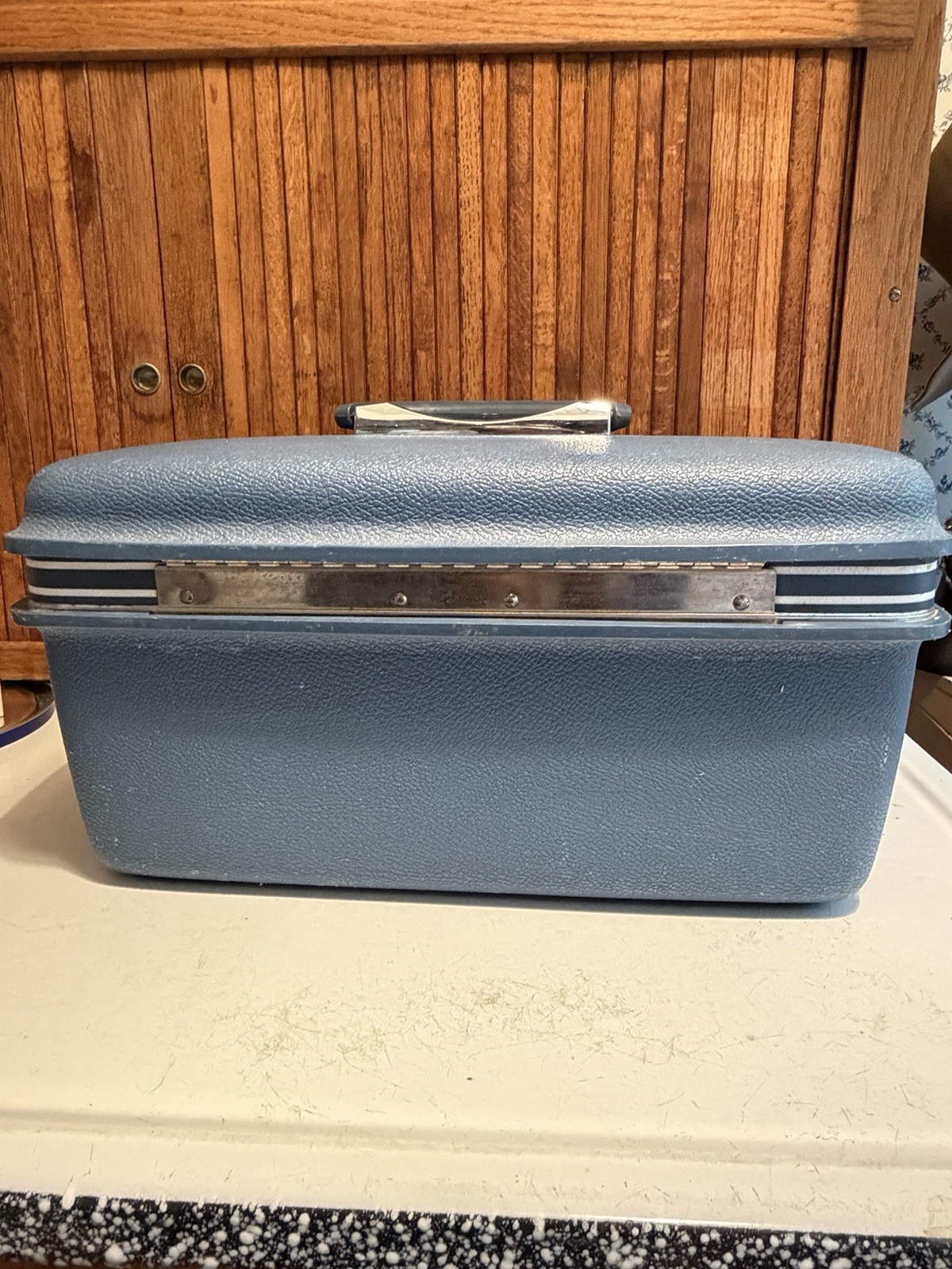 Vtg Blue Samsonite Saturn Hard Train Carry On Case With Tray