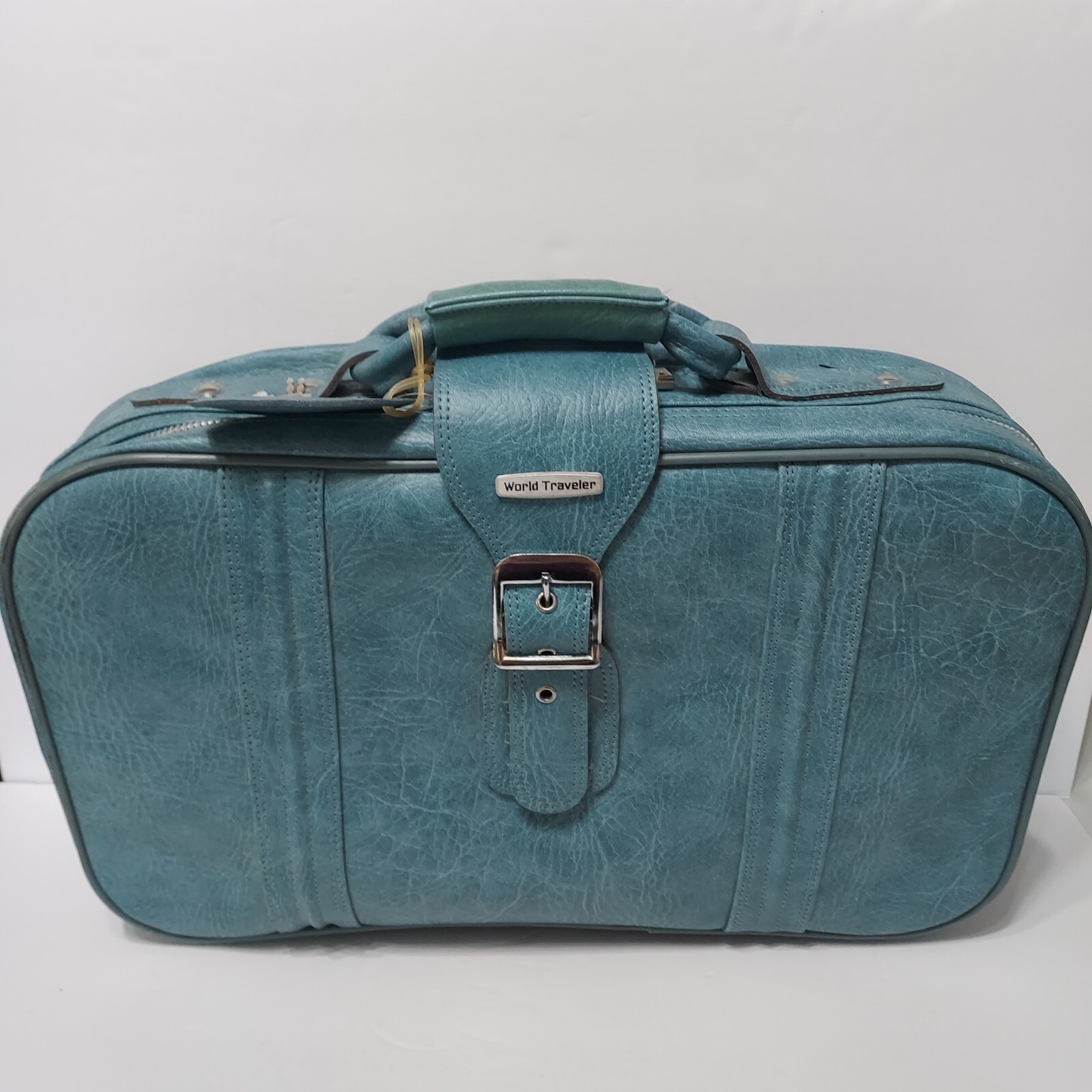 Vintage World Traveler Suitcase Soft Case Carrier Mid-Century Blue W/Lock & Keys