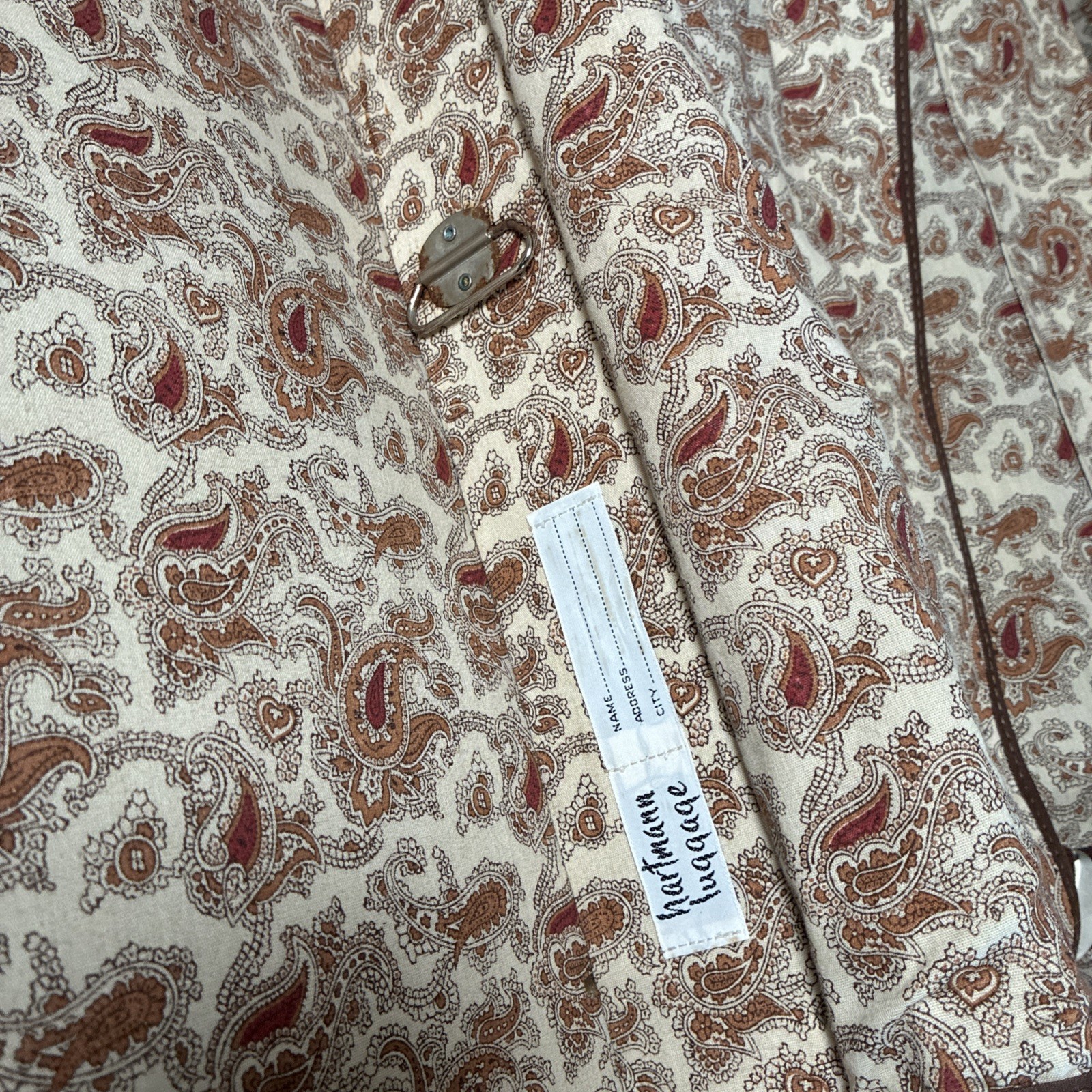 Hartmann Belting Leather Suitcase Vtg Luggage Case Paisley 21″x12.5″x7″
