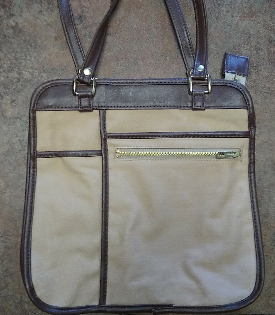 VTG Interpur Brown Canvas Travel Shoulder Bag Tote Carry On Bag -11.5x11x2.5