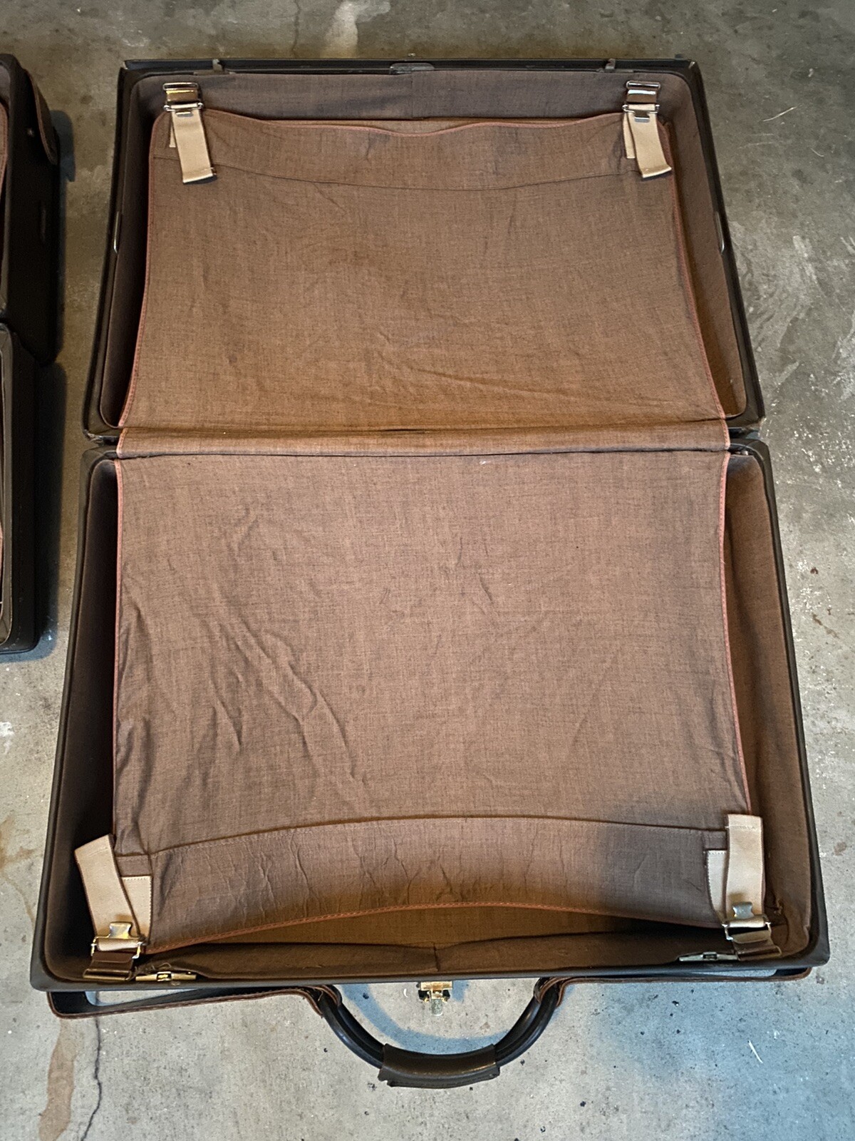 Vtg MCM 1950s Hartmann Leather Luggage Wardrobe Suitcase Matching 2 Piece 1 Key