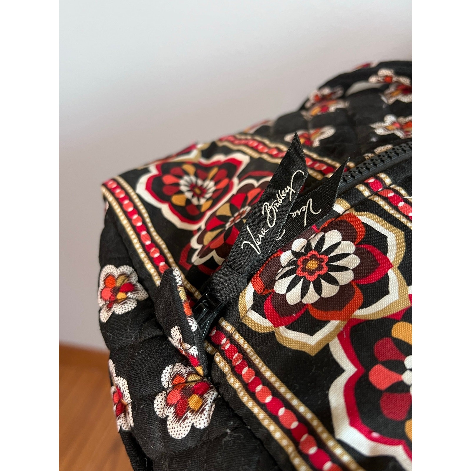 Vera Bradley Pirouette Ribbons Extra Large Bag Duffle Red Black Vtg XL Retired