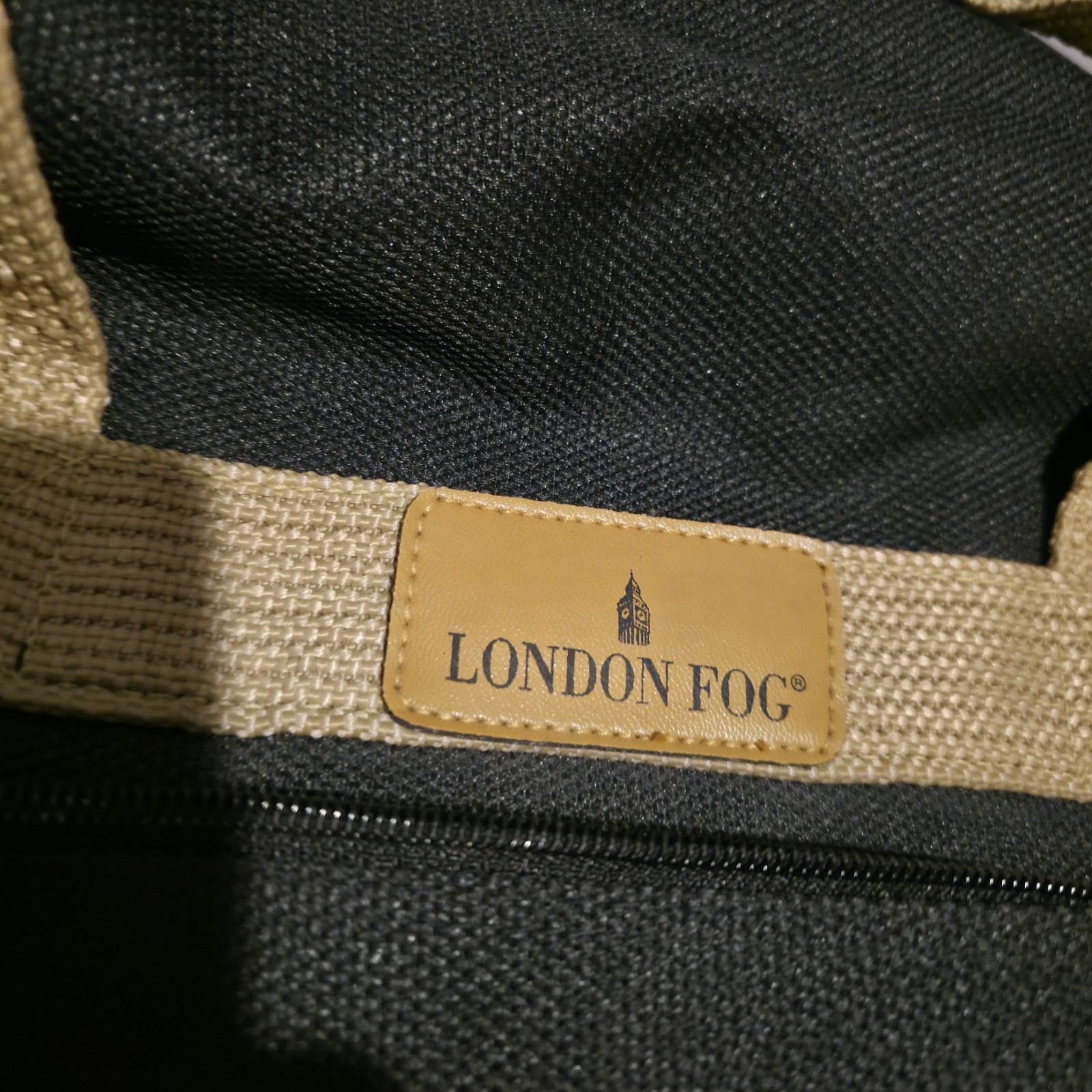 Fox News London Fog Black & Tan Travel Luggage Bag w/ Strap 12 x 17 Zip