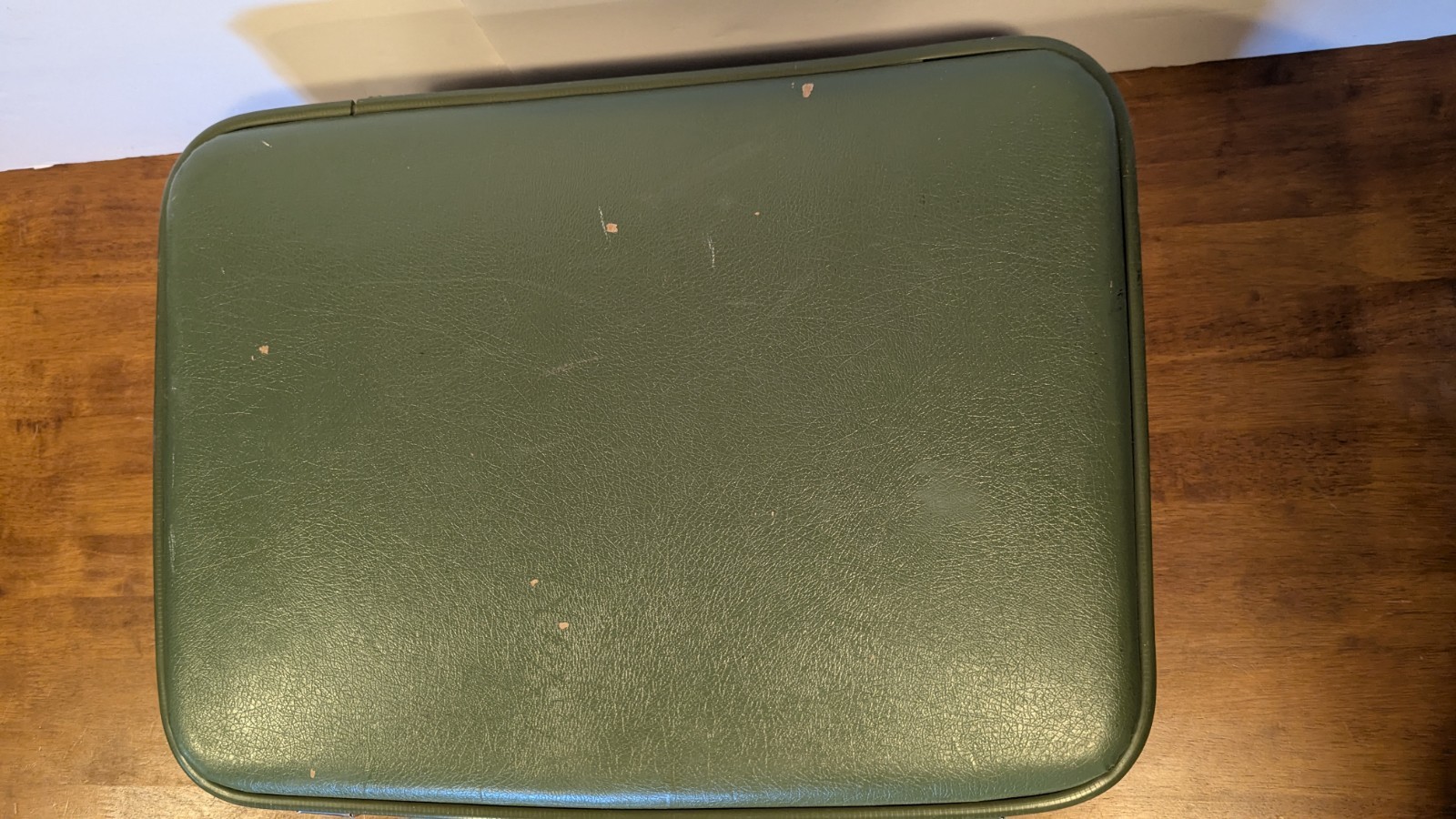 Vintage Vinyl MCM Hard Suitcases Luggage Olive Green