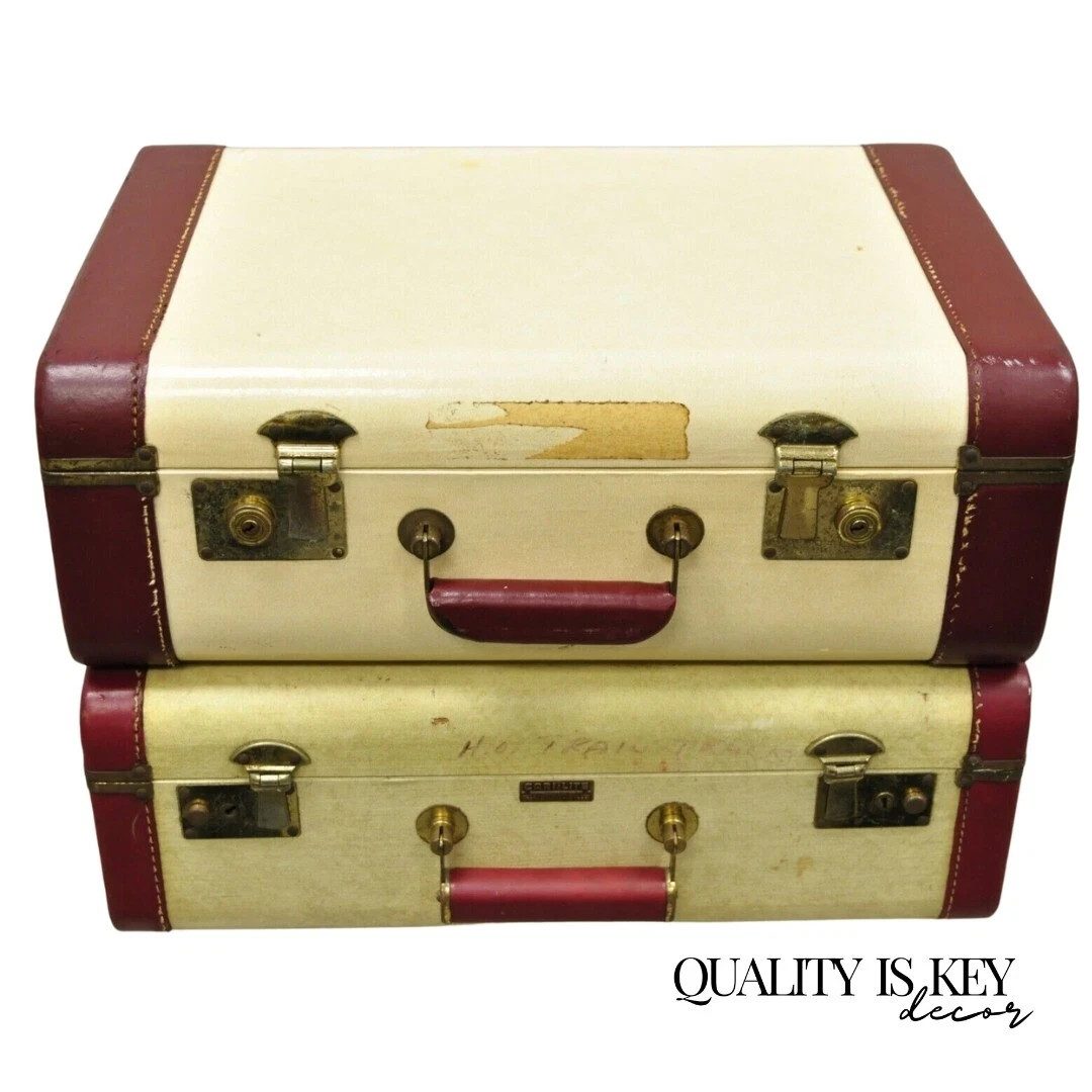 Vintage Horton & Hubbard Art Deco Cari-Lite Hard Luggage Travel Suitcase – Pair