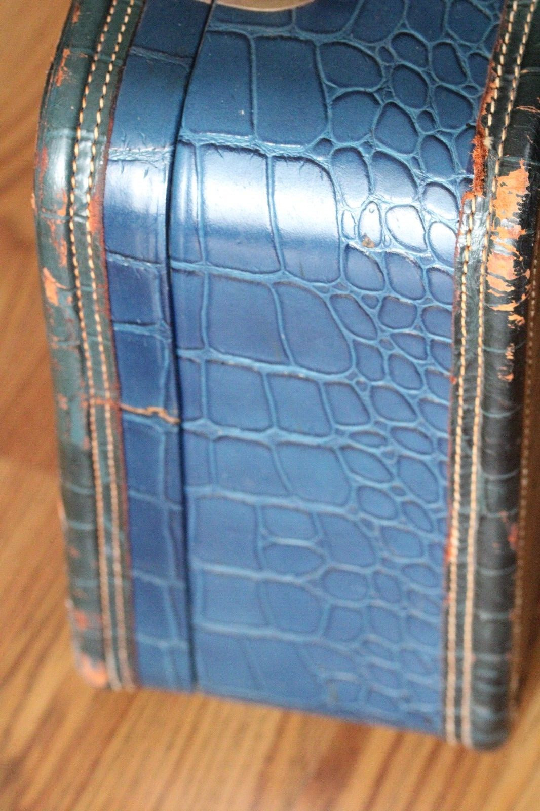 Vintage Blue Alligator Suitcase, Dale, Fifth Avenue, New York City