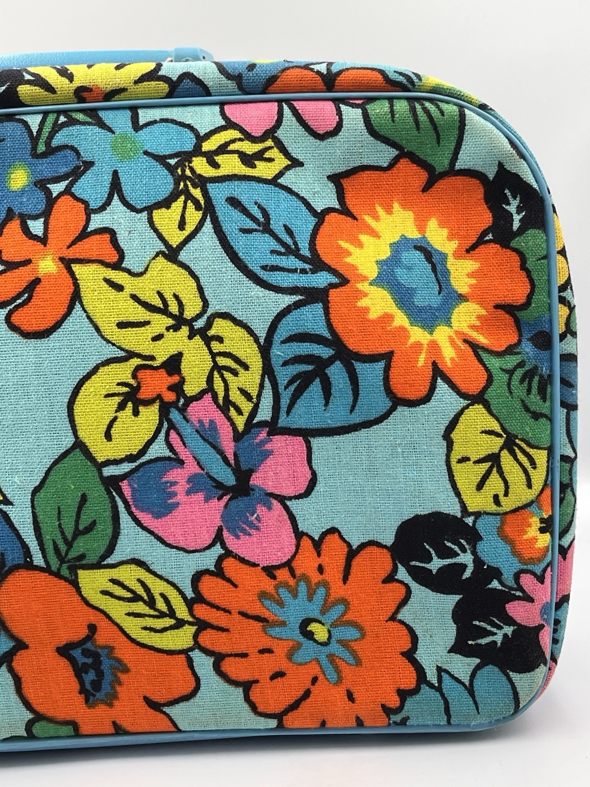 Retro Groovy Mod Flowers Suitcase Carry On Travel Hippie Boho MCM Canvas 1960’s