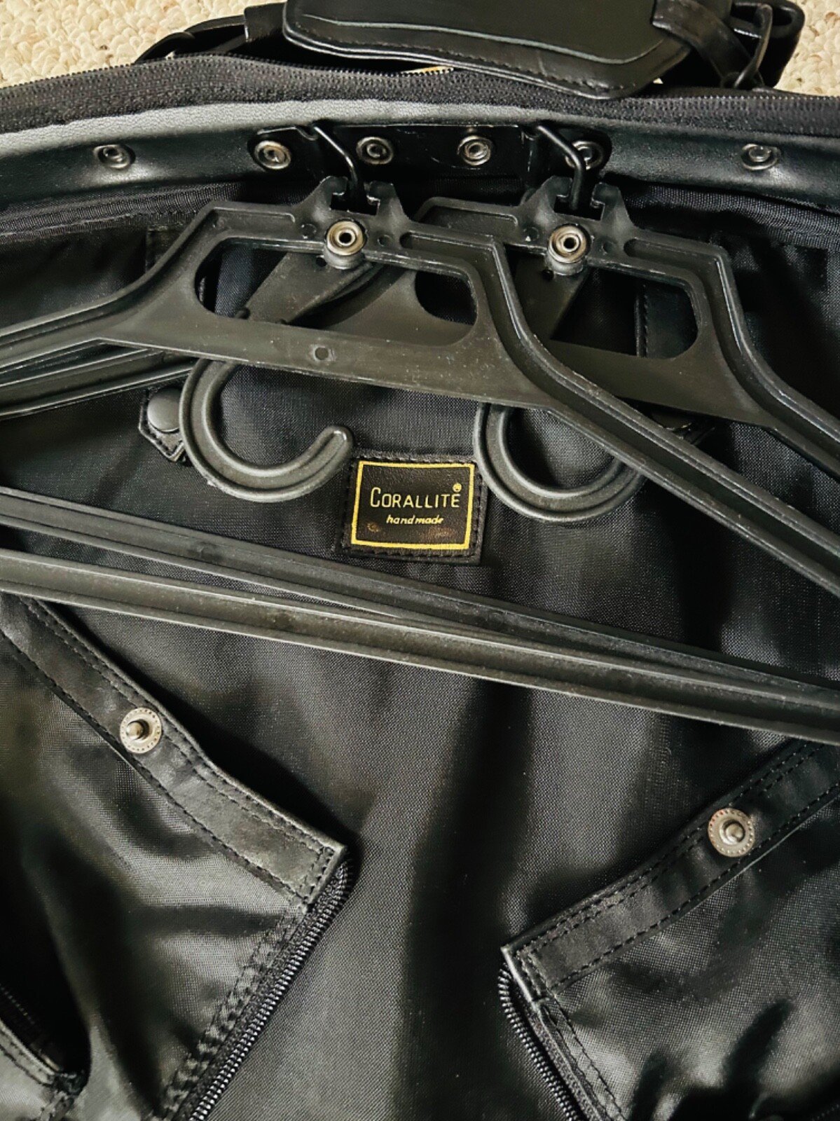 VTG CORALLITE FULL-GRAIN LEATHER ITALY HANDMADE GARMENT BAG LUXURY TRAVEL CASE