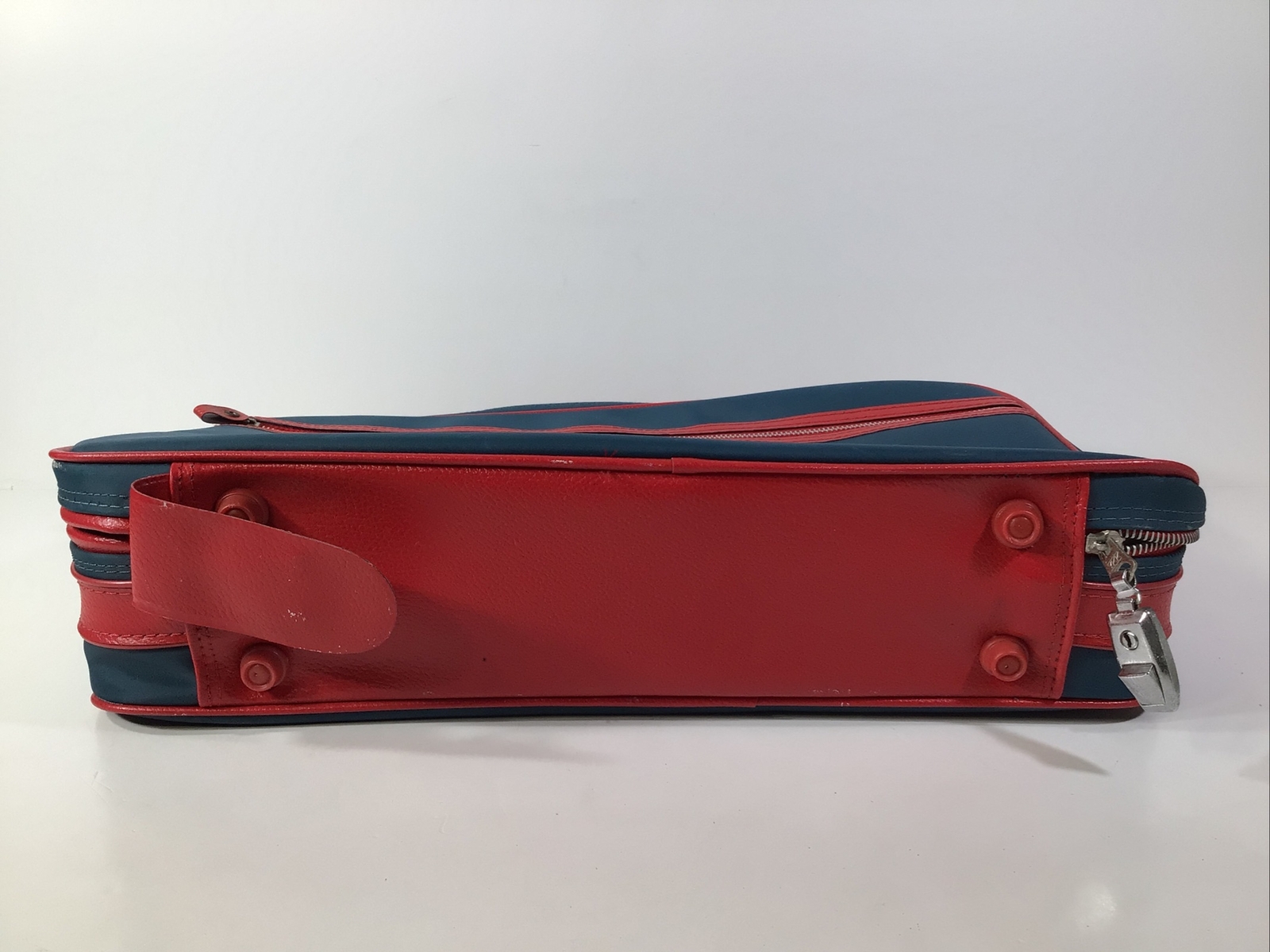 Vintage MCM~60’s-70’s Luggage Overnight Suitcase ~Navy/Red~15”x10.5”