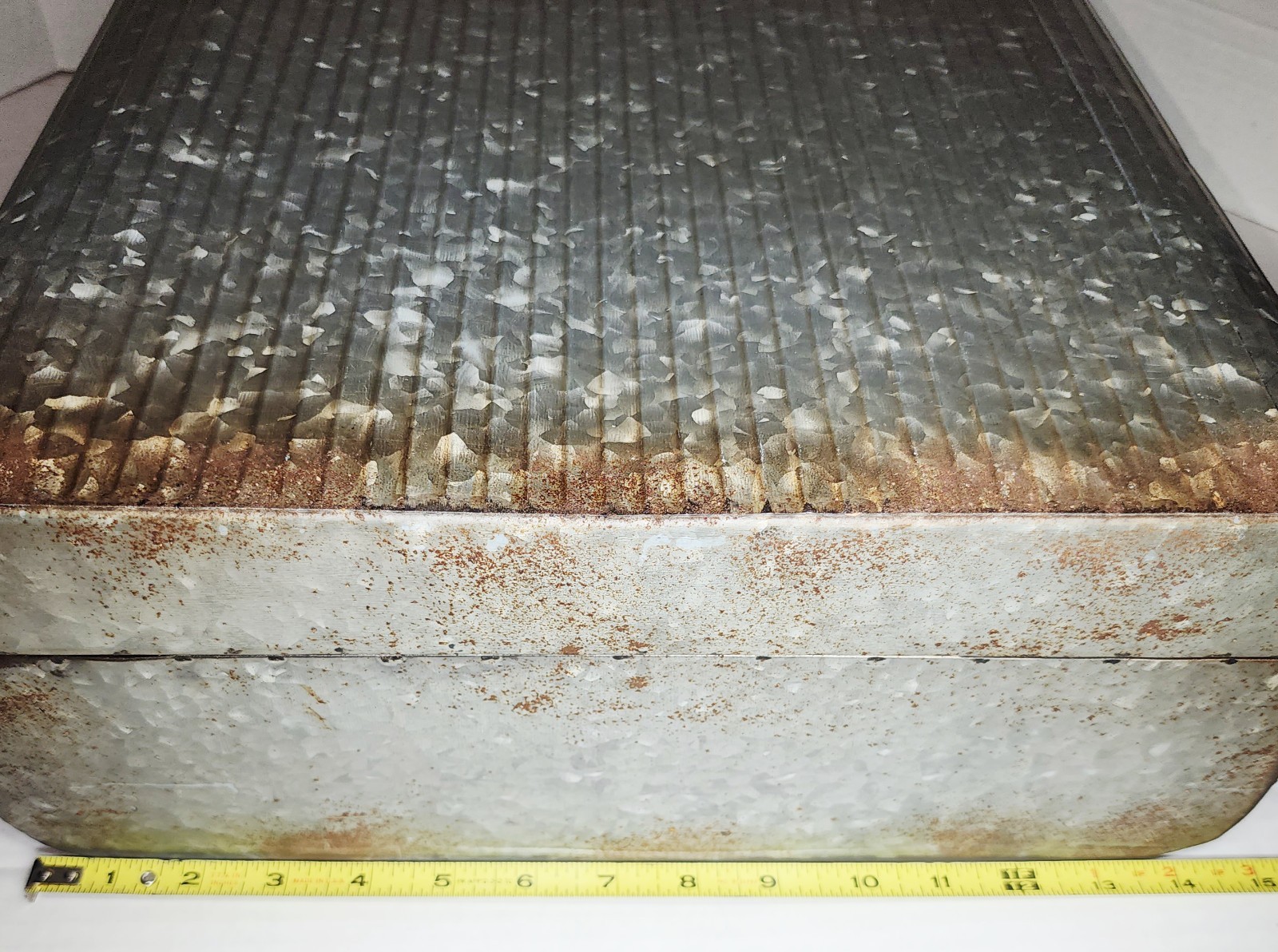 Rare Vintage Distressed Galvanized Metal Attache Case Suitcase 20″x14″x6″ Travel
