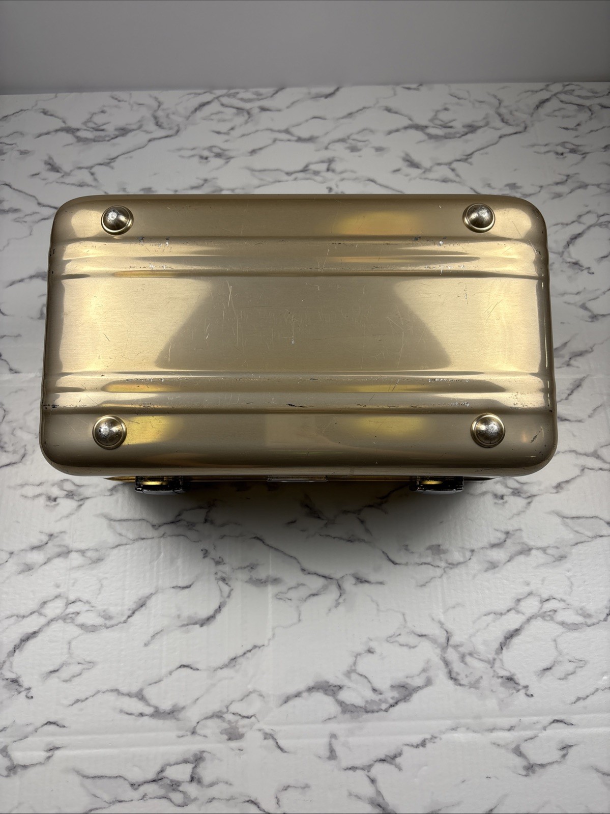 Vintage Zero Halliburton Aluminum Lock Case Luggage Makeup Case W Pattern Lining