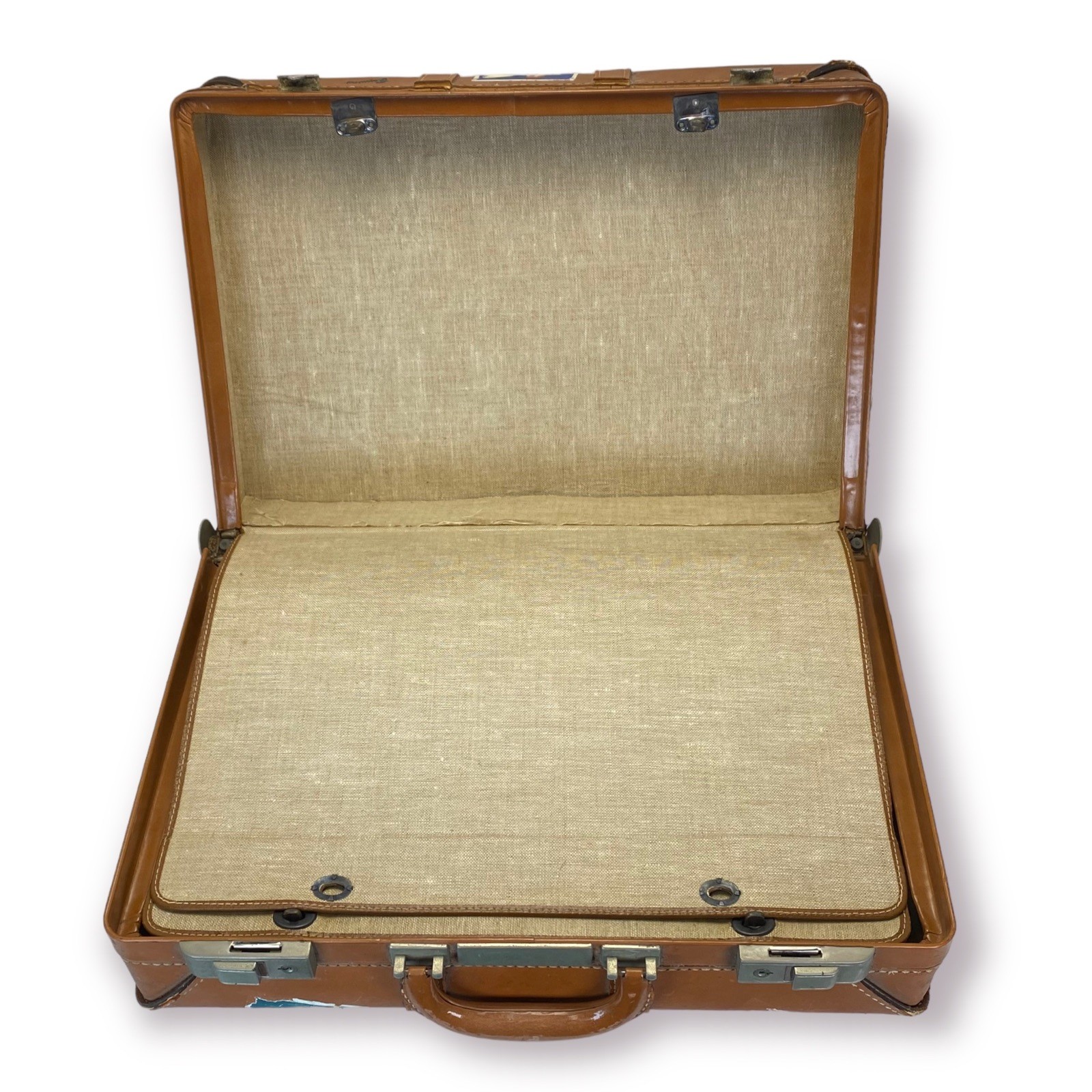 Vtg Skyway Suitcase w Travel/ Luggage Labels: Hotel Victora Cannes, Paris Ritz