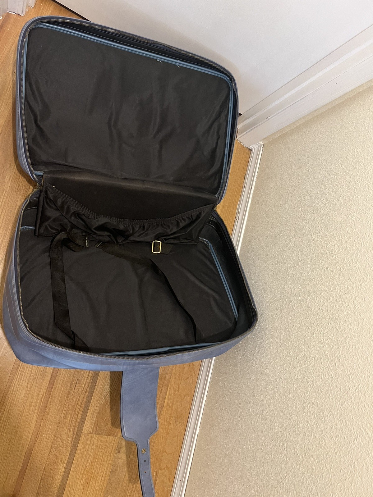 1960s Mid Century Baby Blue Soft Soft Side Suitcase. 25x16x7