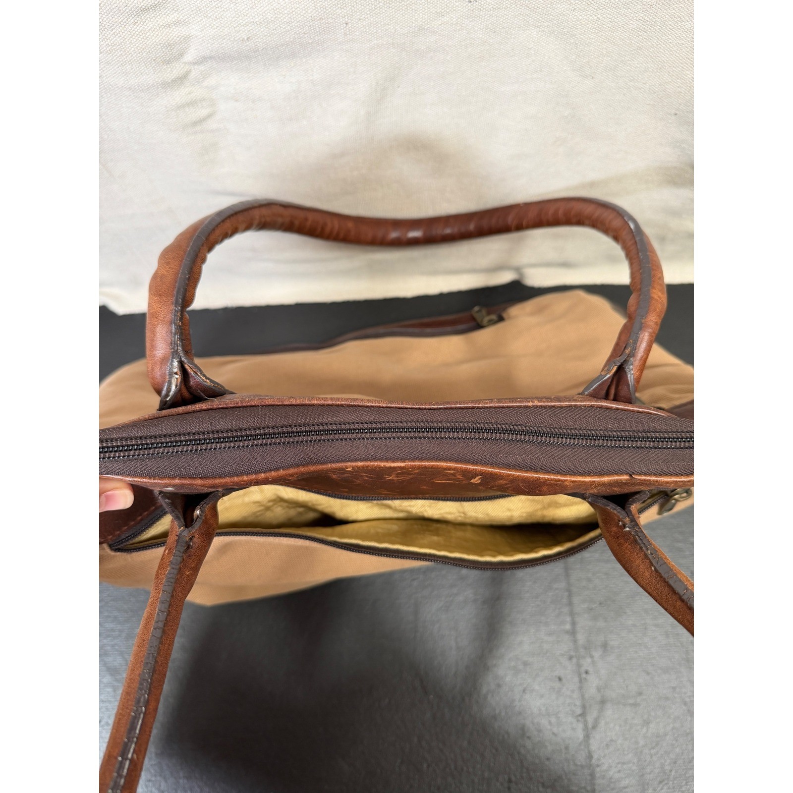 Duluth Trading Co Travel Bag Unisex Large Brown Vintage Canvas Leather Trolley