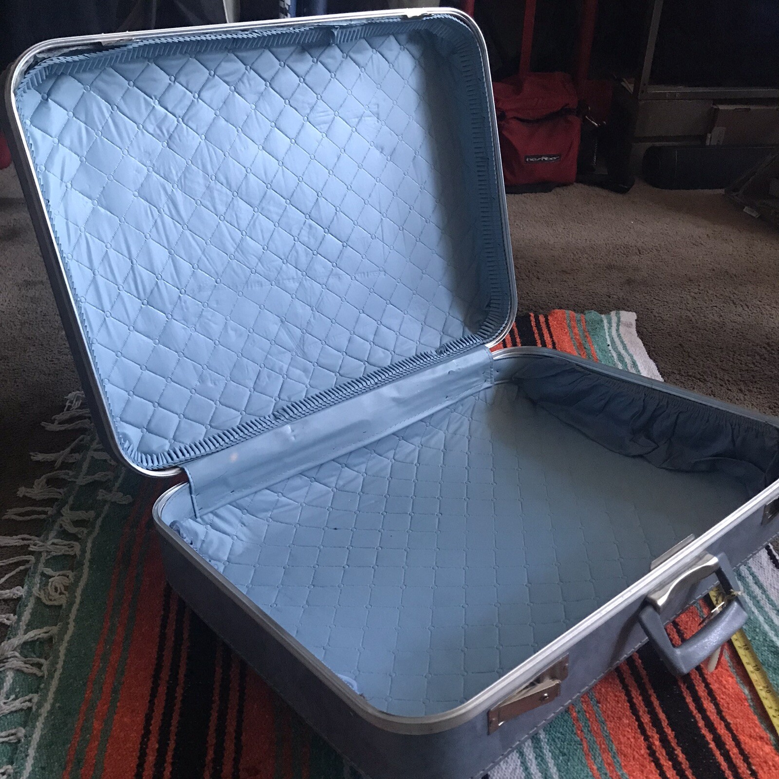 Vintage Blue Lockable Hard Suitcase