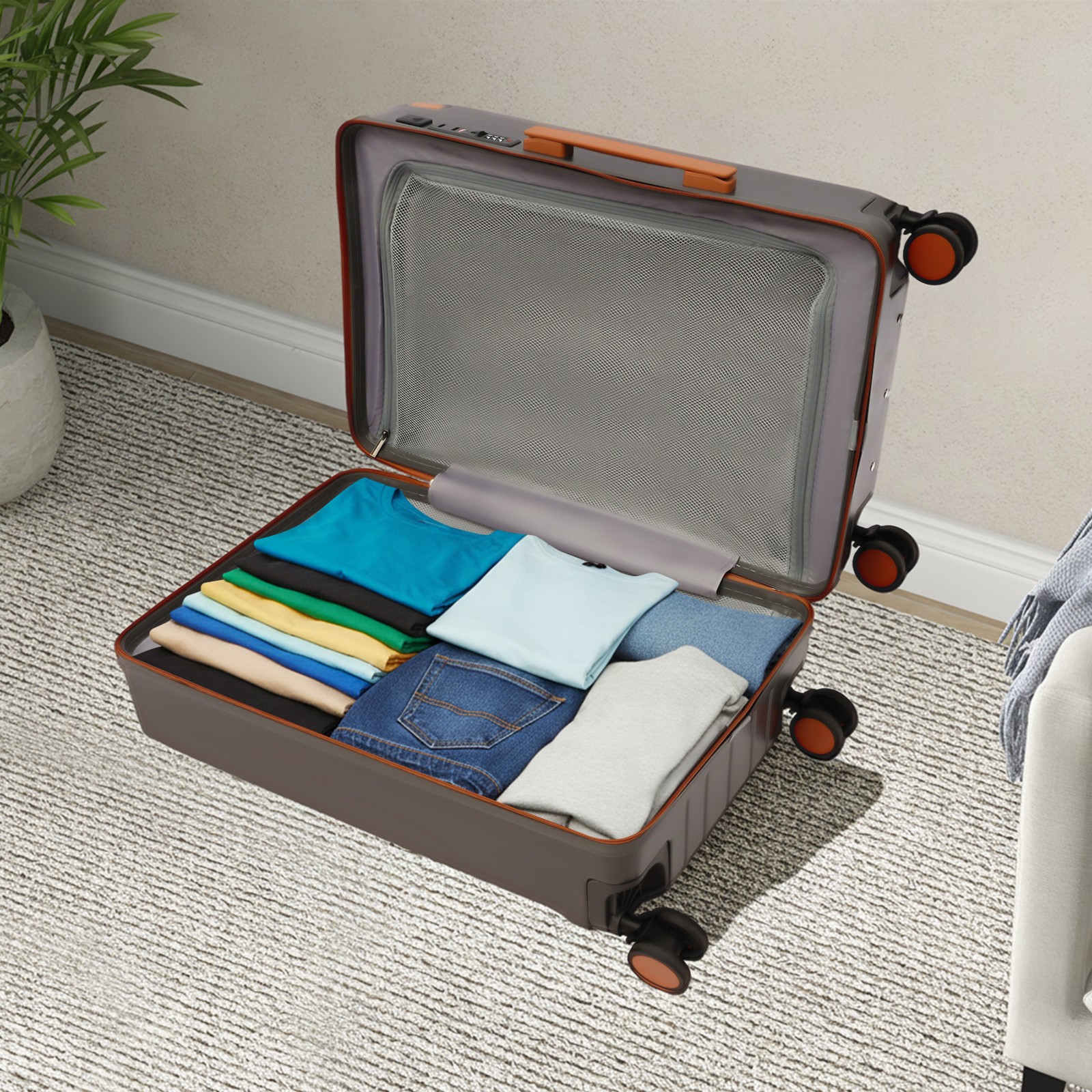 24″ Suitcase Suitcase with Wheels Wide Handle Luggage with TSA Lock