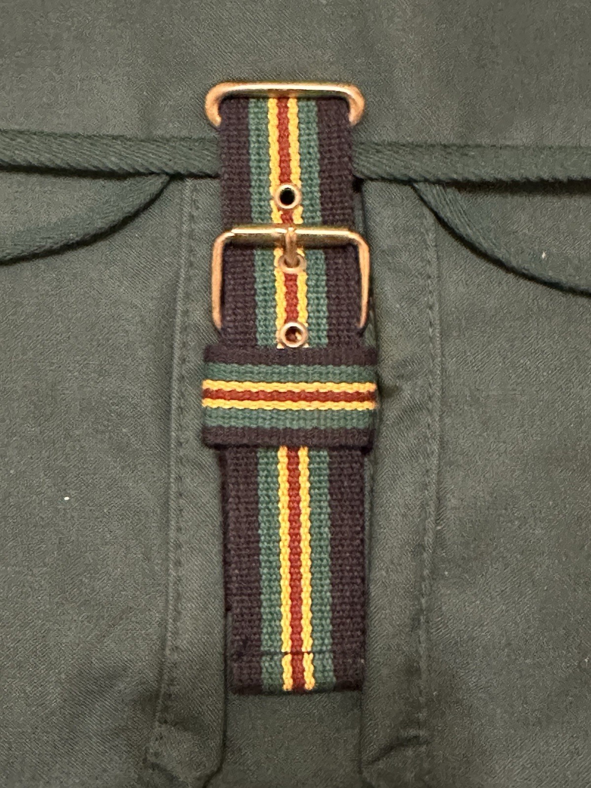 VTG Polo Ralph Lauren Green Hanging Garnet Bag Brown Stripe Logo 90s Canvas