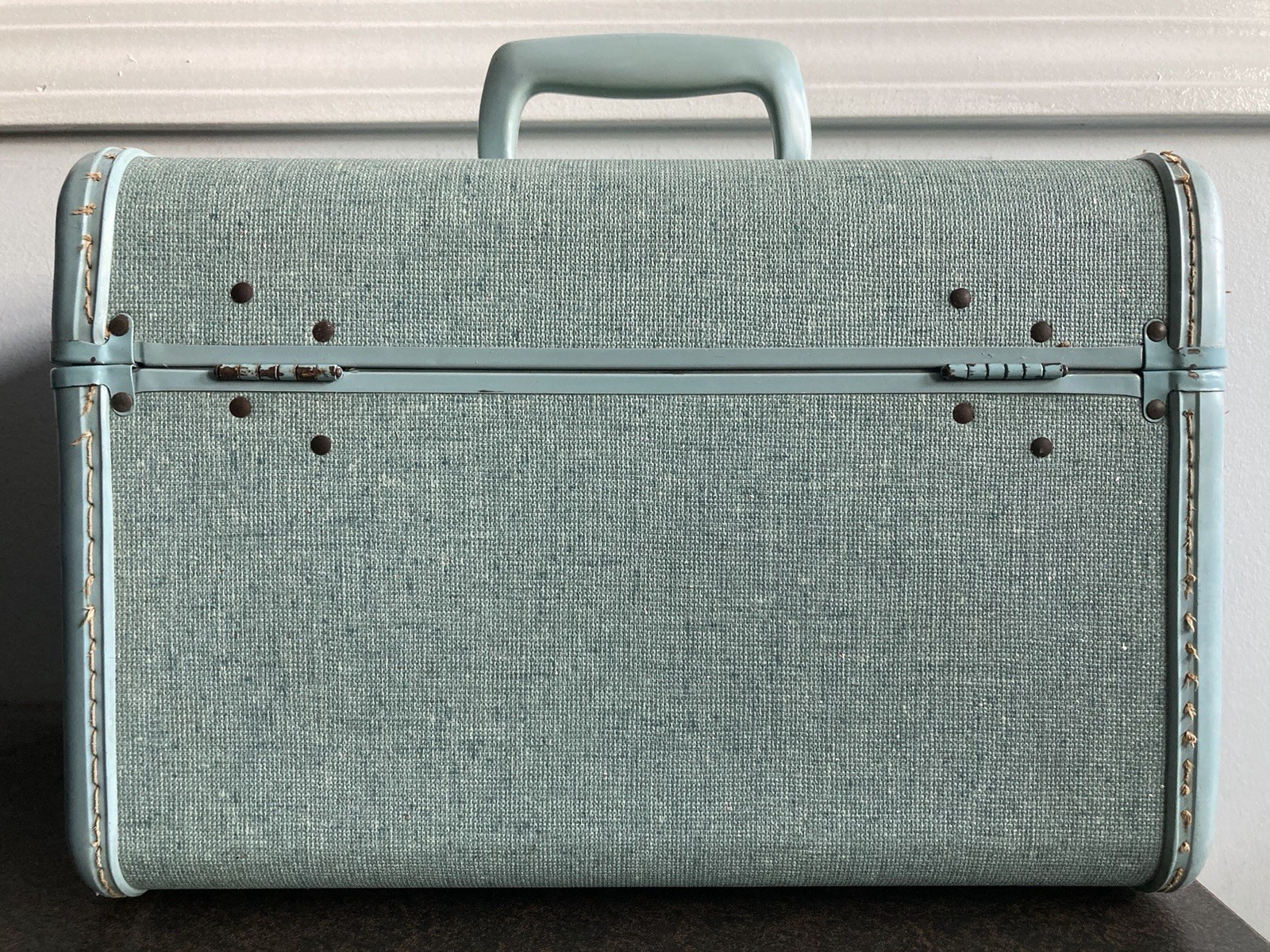 HAWAIIAN BLUE SAMSONITE STREAMLITE TRAIN BEAUTY CASE TRAVEL MAKE UP WITH KEY VTG
