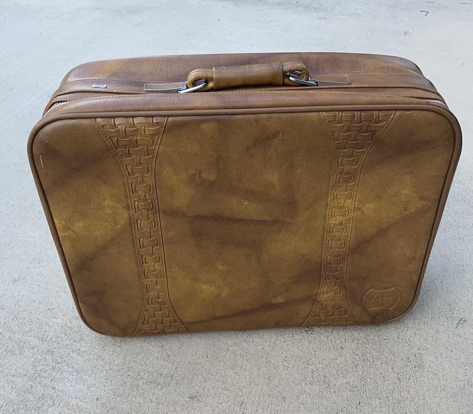 American Tourister Suitcase Vintage Brown Naugahyde Medium Nice Retro Travel