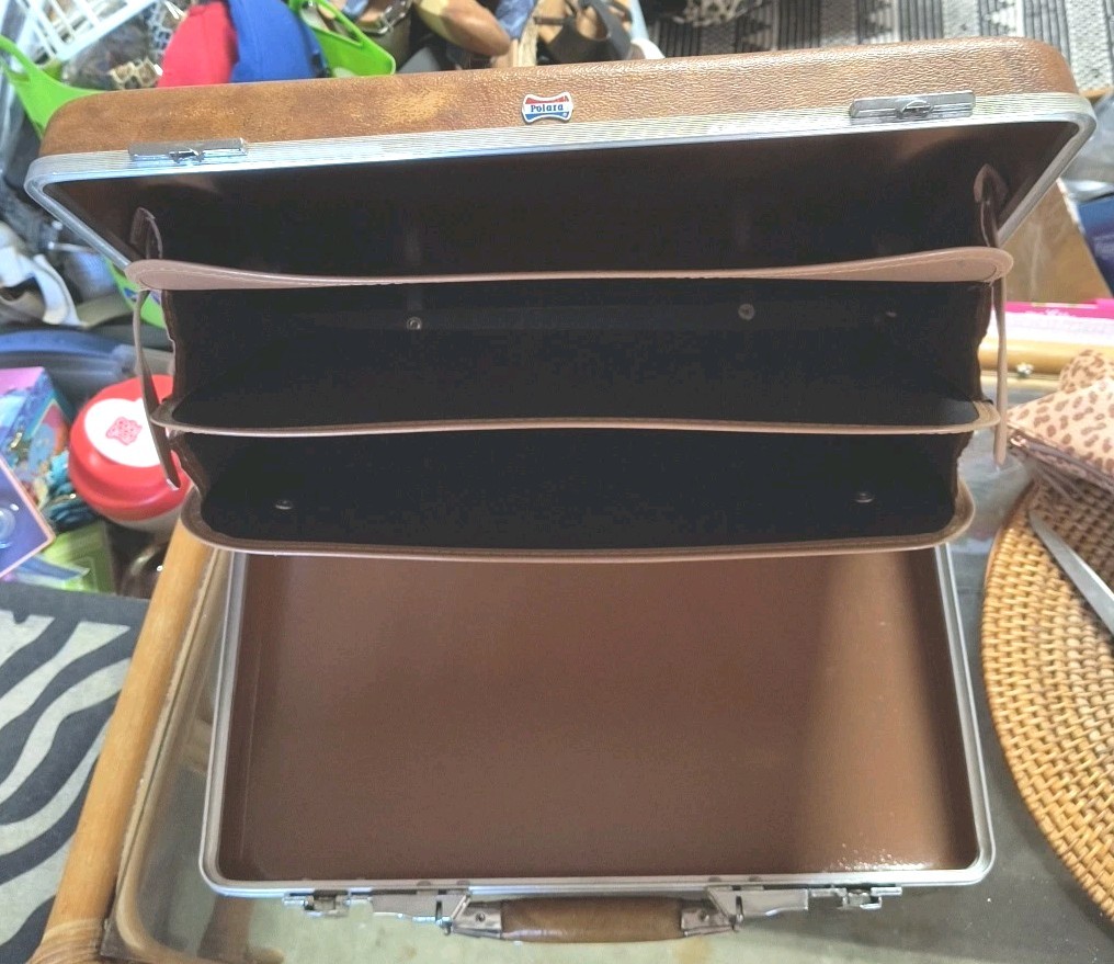 American Tourister Polara Retro 70’s Marble Brown Attache Briefcase Hard-Shell
