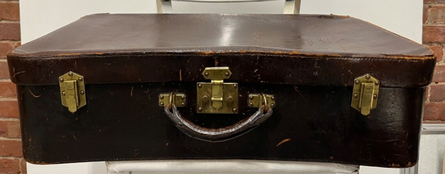 Vintage 1930’s Hermes Dark Brown Leather Suitcase