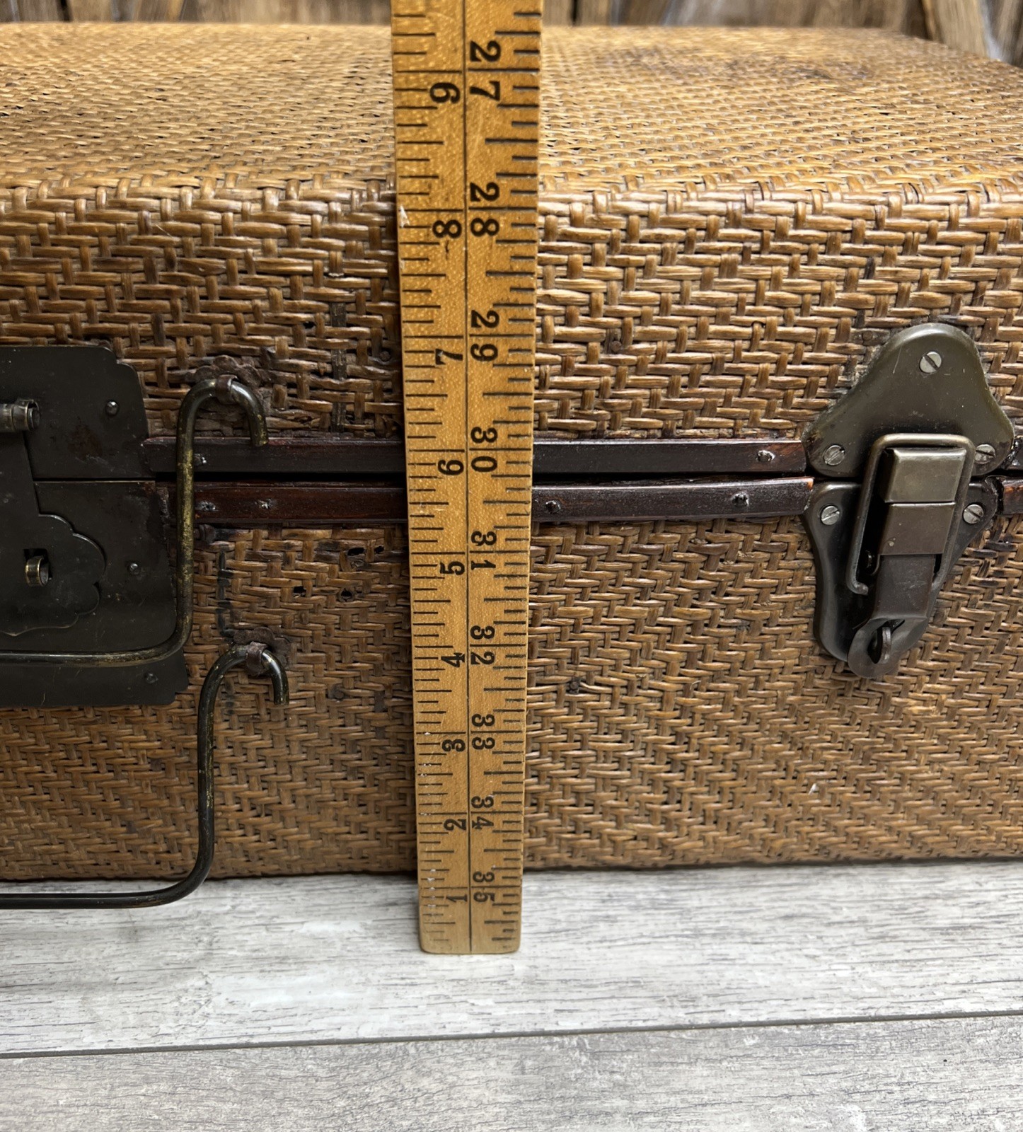Antique Indian Suitcase Handmade Rattan Basket Luggage Trunk Train Case – RARE