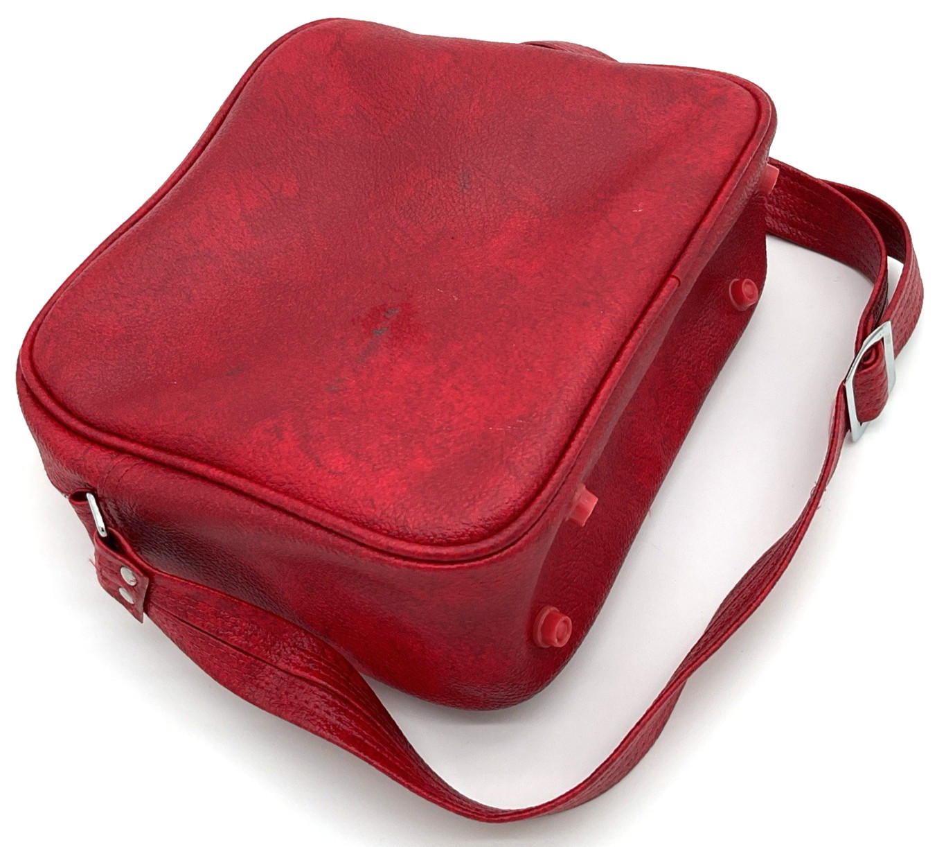 Vtg 1970 JcPenney 3-Piece Luggage Carrying Case Shoulder Bag Faux Red Leather