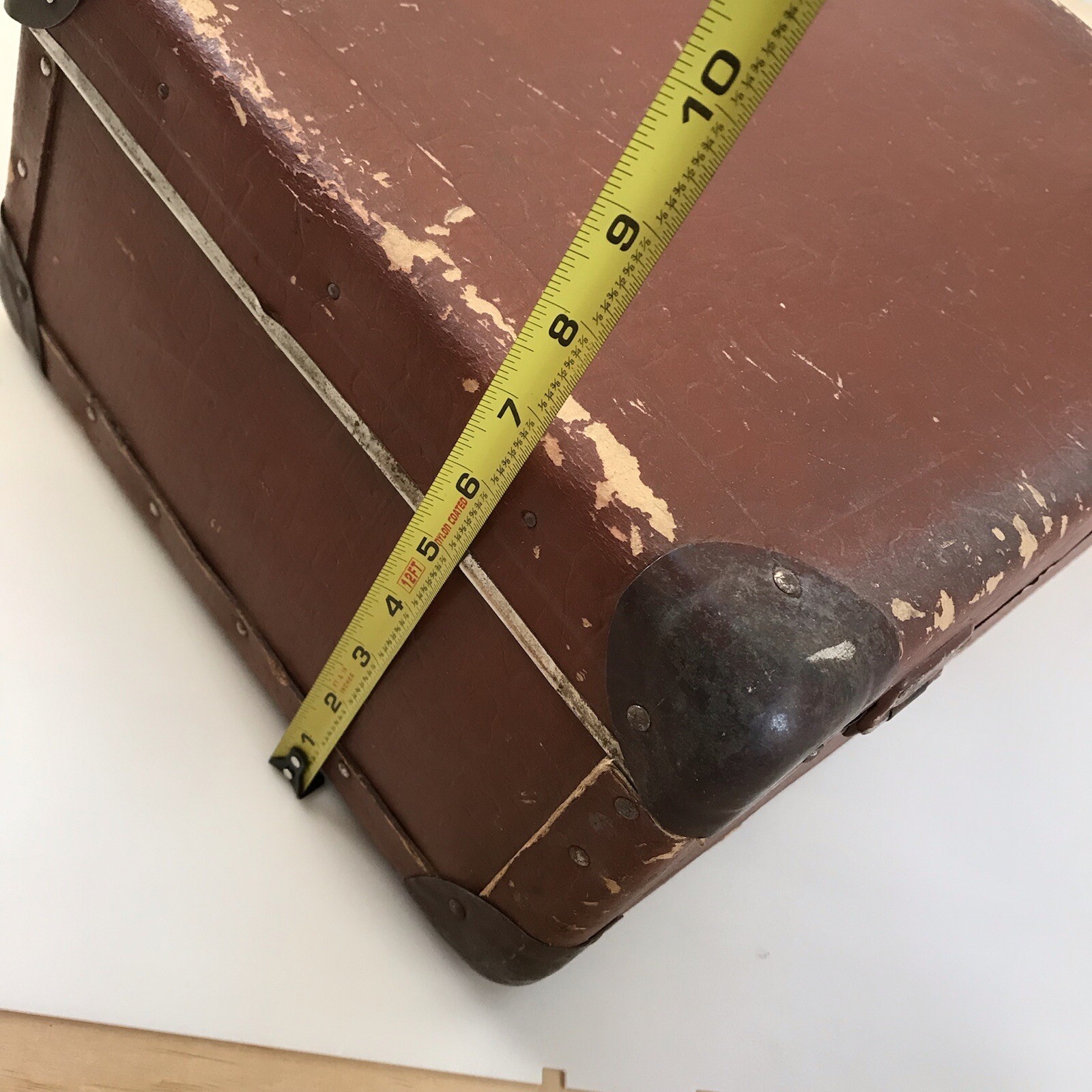 Vintage Brown Hard Shell Suitcase 1960s Paper Lockable MCM Decor Eastern Europe