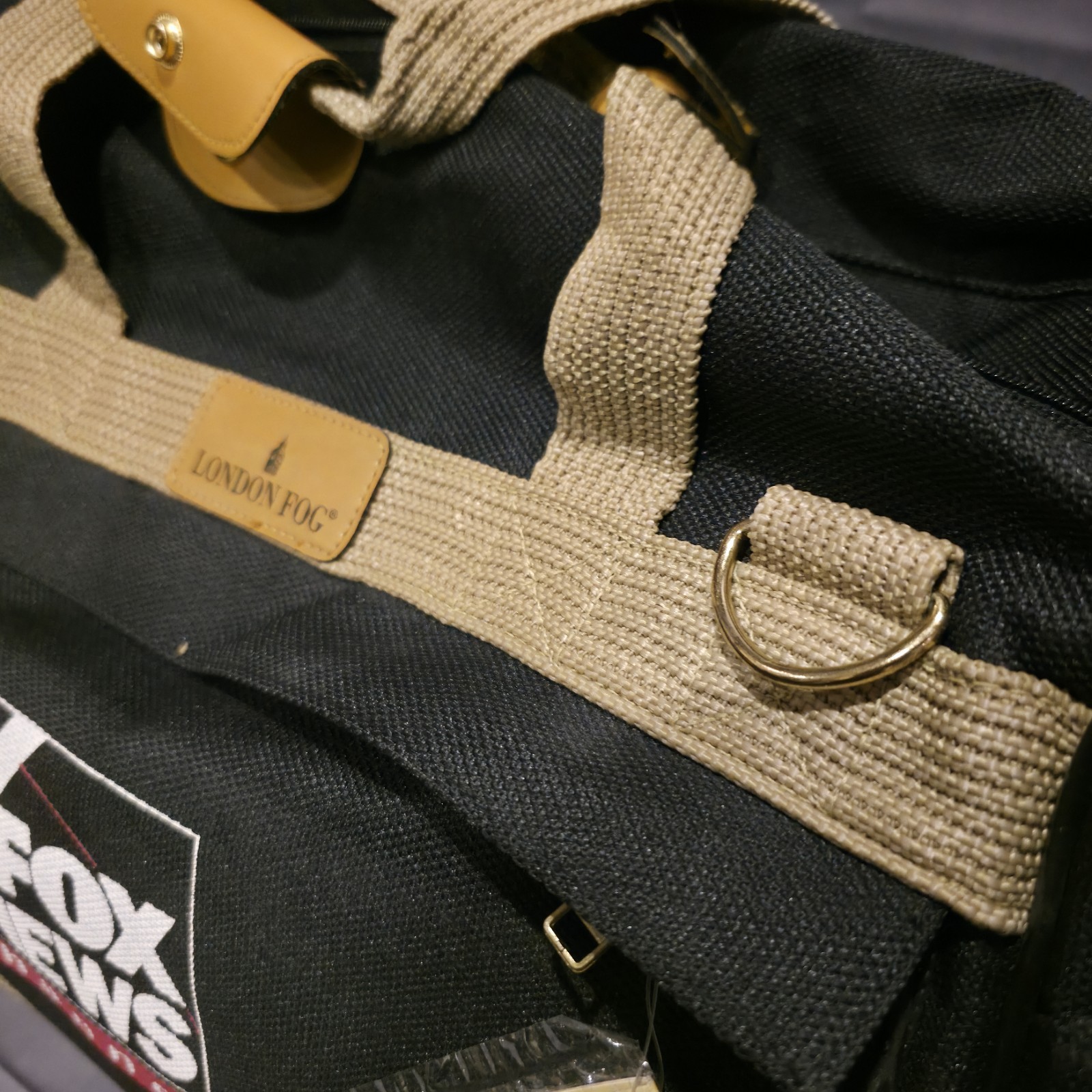 Fox News London Fog Black & Tan Travel Luggage Bag w/ Strap 12 x 17 Zip