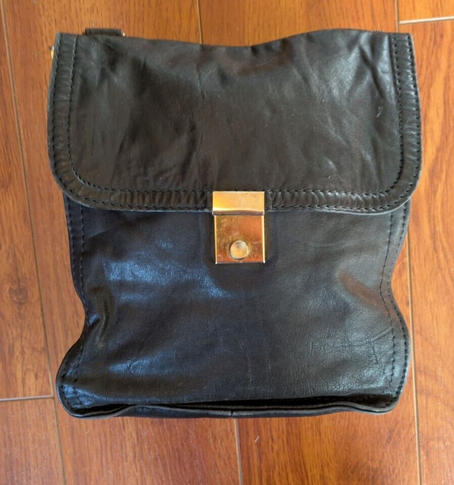 Vintage Leather FOLDABLE Bag Brown Briefcase Computer Travel Carry On Compact