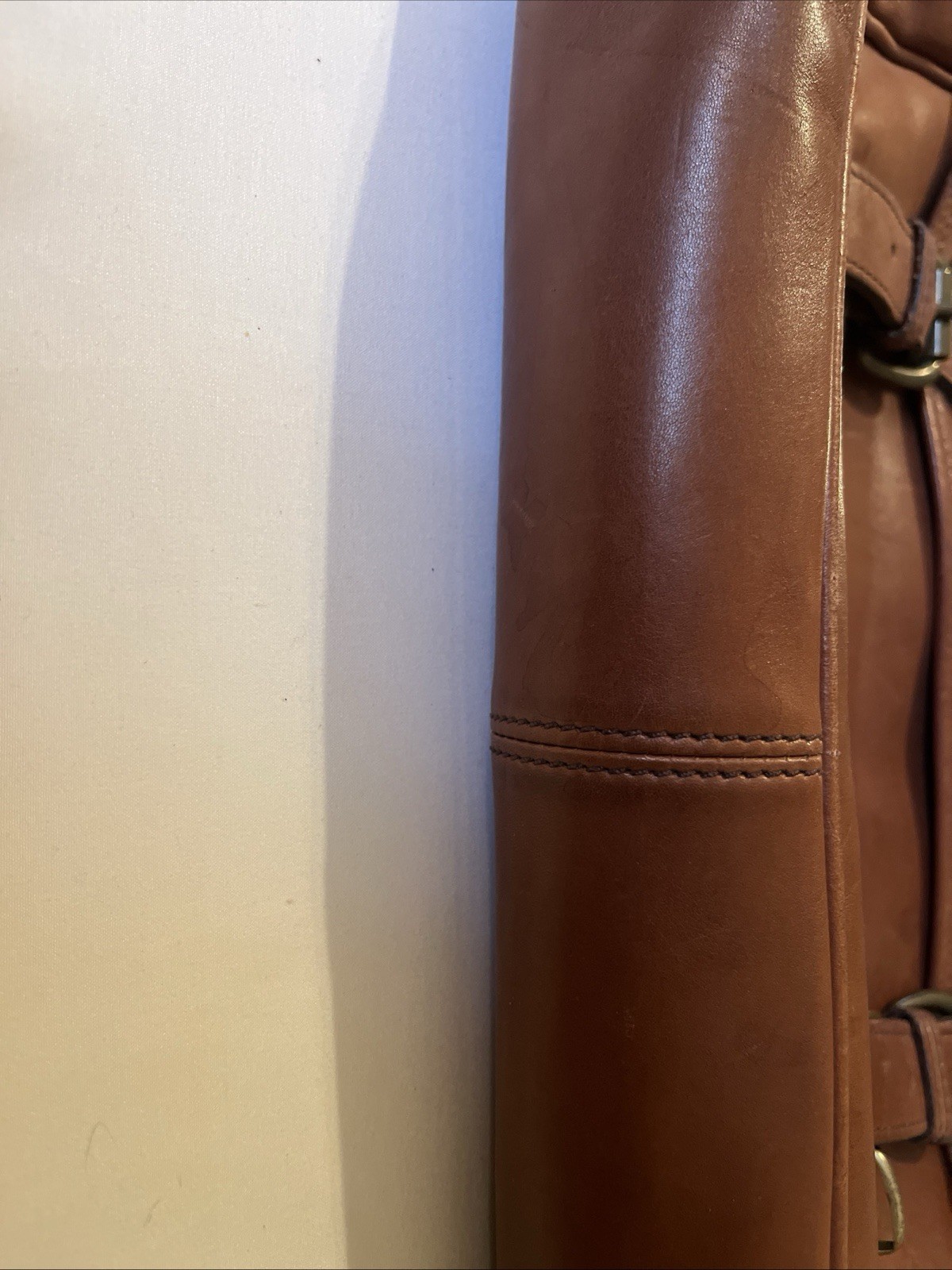 Lands End Vintage Brown Leather Messenger Tote Handbag Travel Briefcase England