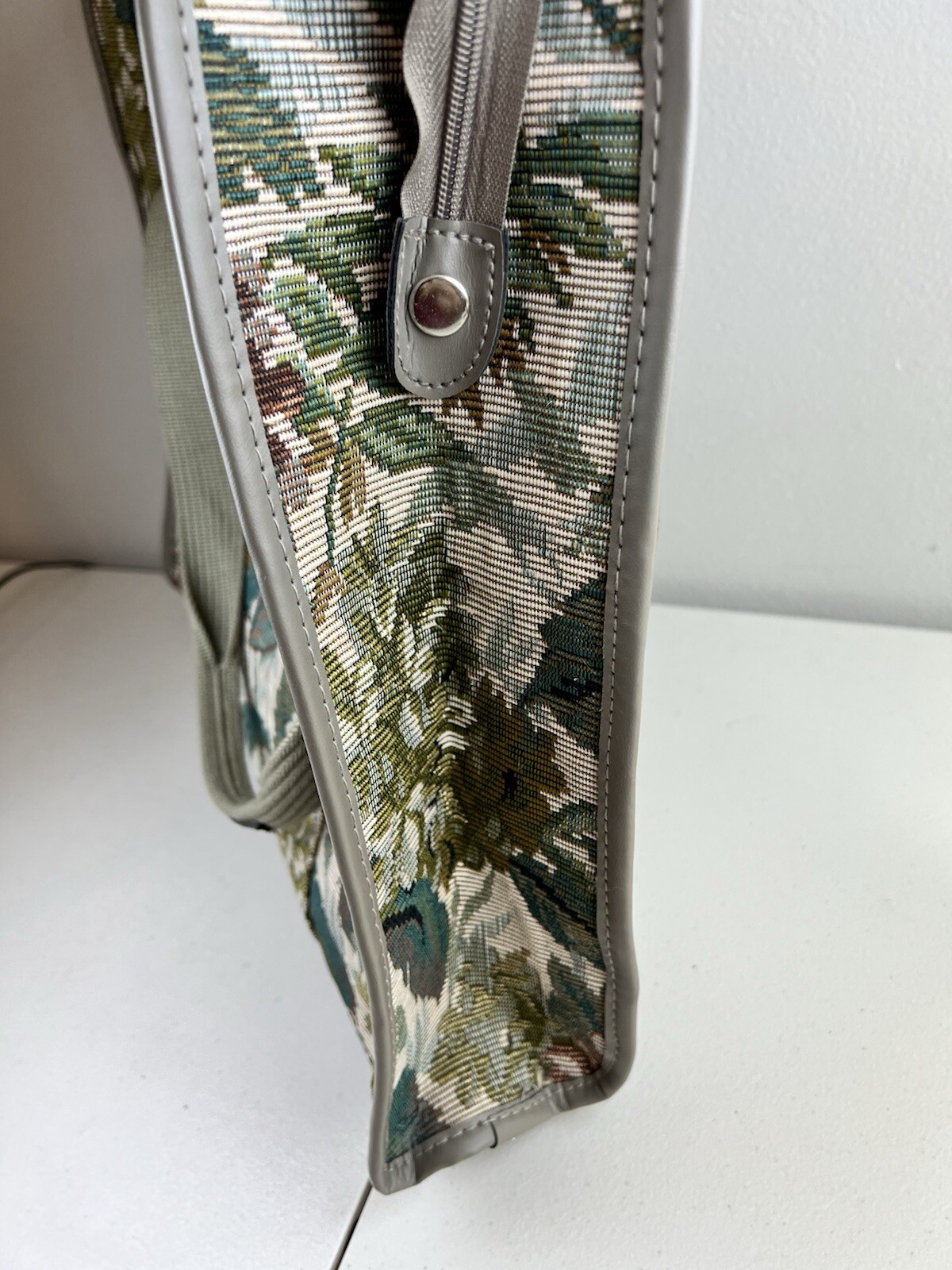 Diane von Furstenberg Vintage Gray Floral Tapestry Travel Bag Tote
