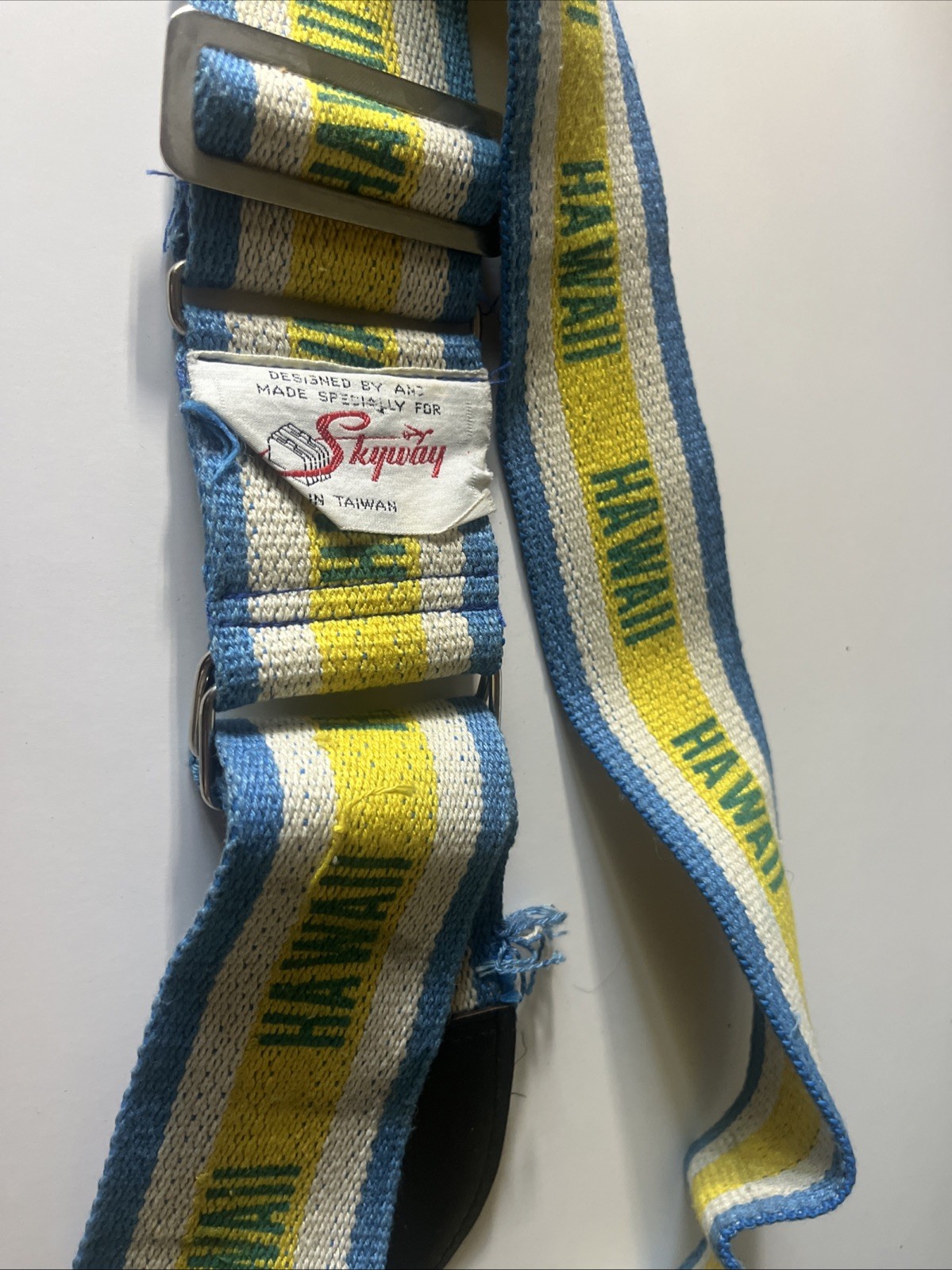 2 Vintage Hawaiian Skyway Airline Multicolor Woven Luggage Identifier Straps