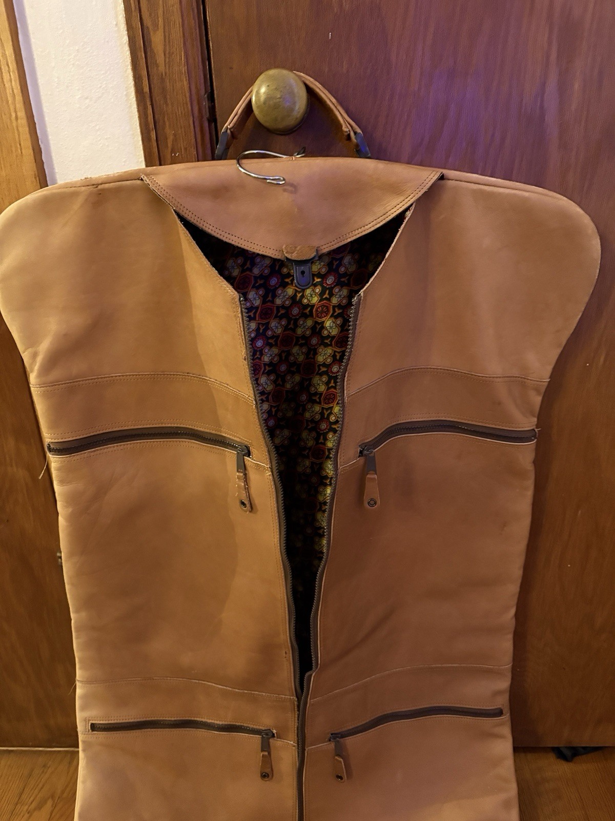 Di Lana Vintage Leather Suit Garment Carrier Travel Bag Luggage Brown