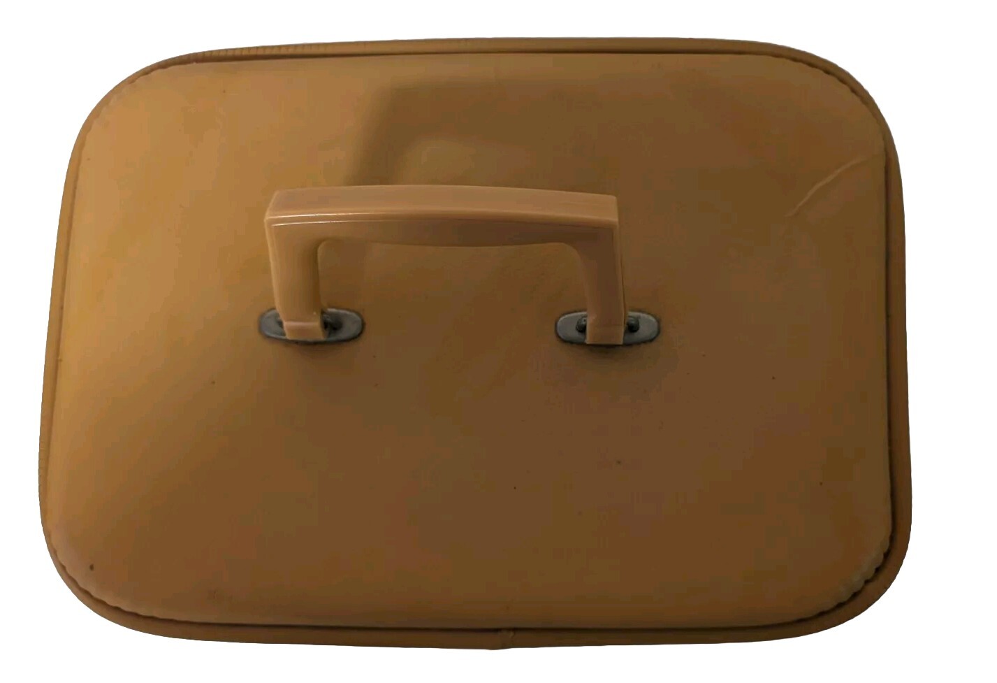 Vtg 1970s Travel Makeup Case Yellow Gold Mirror Keys No Tray Suitcase Vinyl