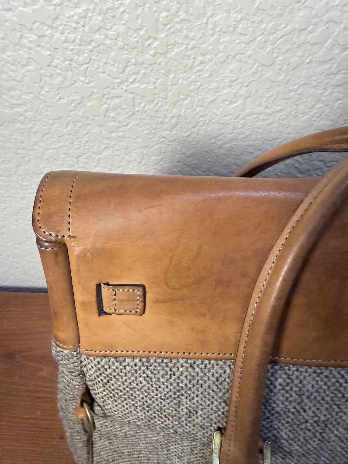 Hartmann Brown Tweed Leather Briefcase Attache Case Tote Overnight Bag Travel