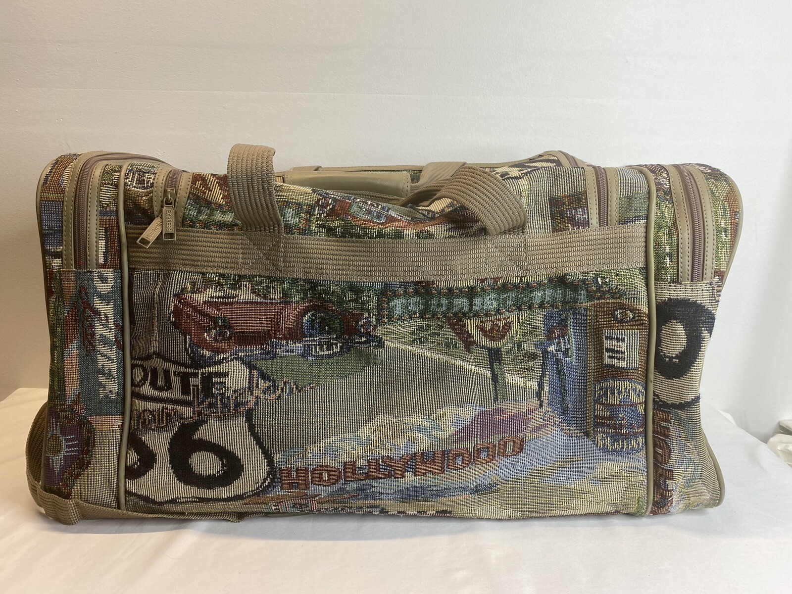 Vintage Pioneer Express Weekend Bag Route 66 Tapestry Duffel Carry On Travel