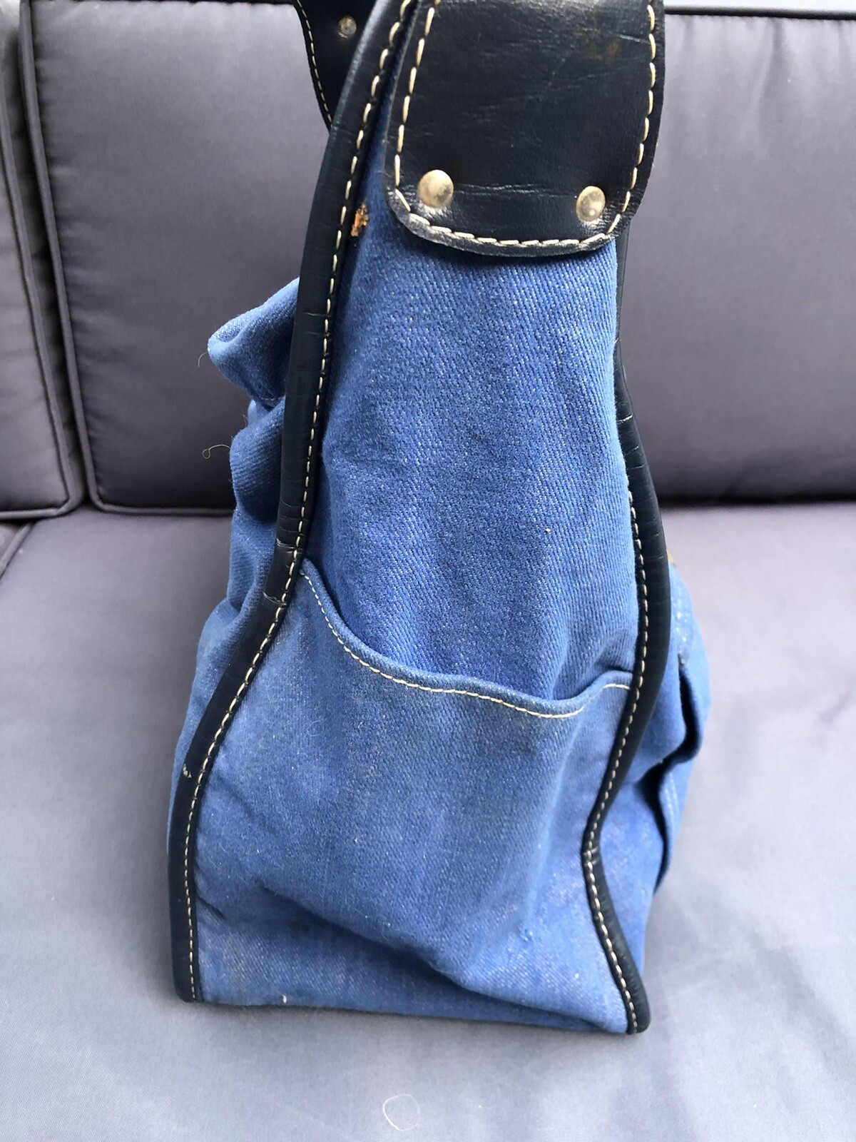 Vintage Royal Traveller Luggage Bag Travel Suitcase Carryon 70’s Blue Denim
