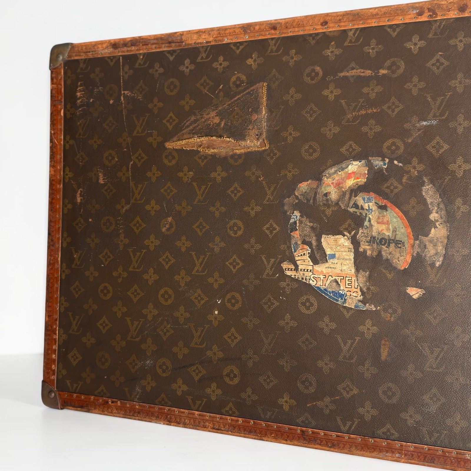 Antique Louis Vuitton Monogram Travel Trunk Suitcase W Insert Circa 1930s