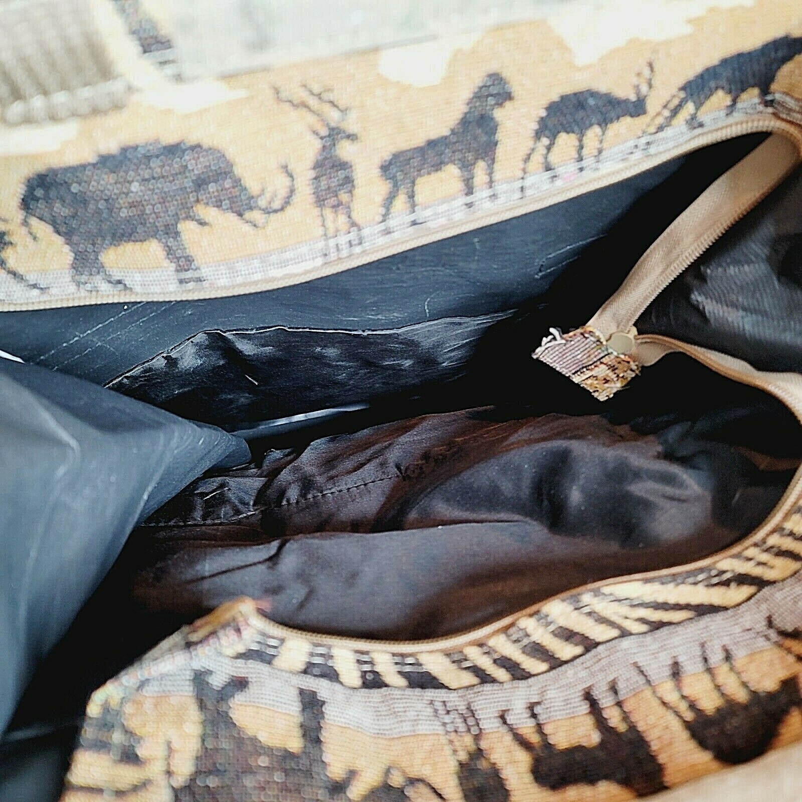 Jade Tapestry African Safari Travel Rolling Tote Bag w/ Wheels AND Shoulder Bag