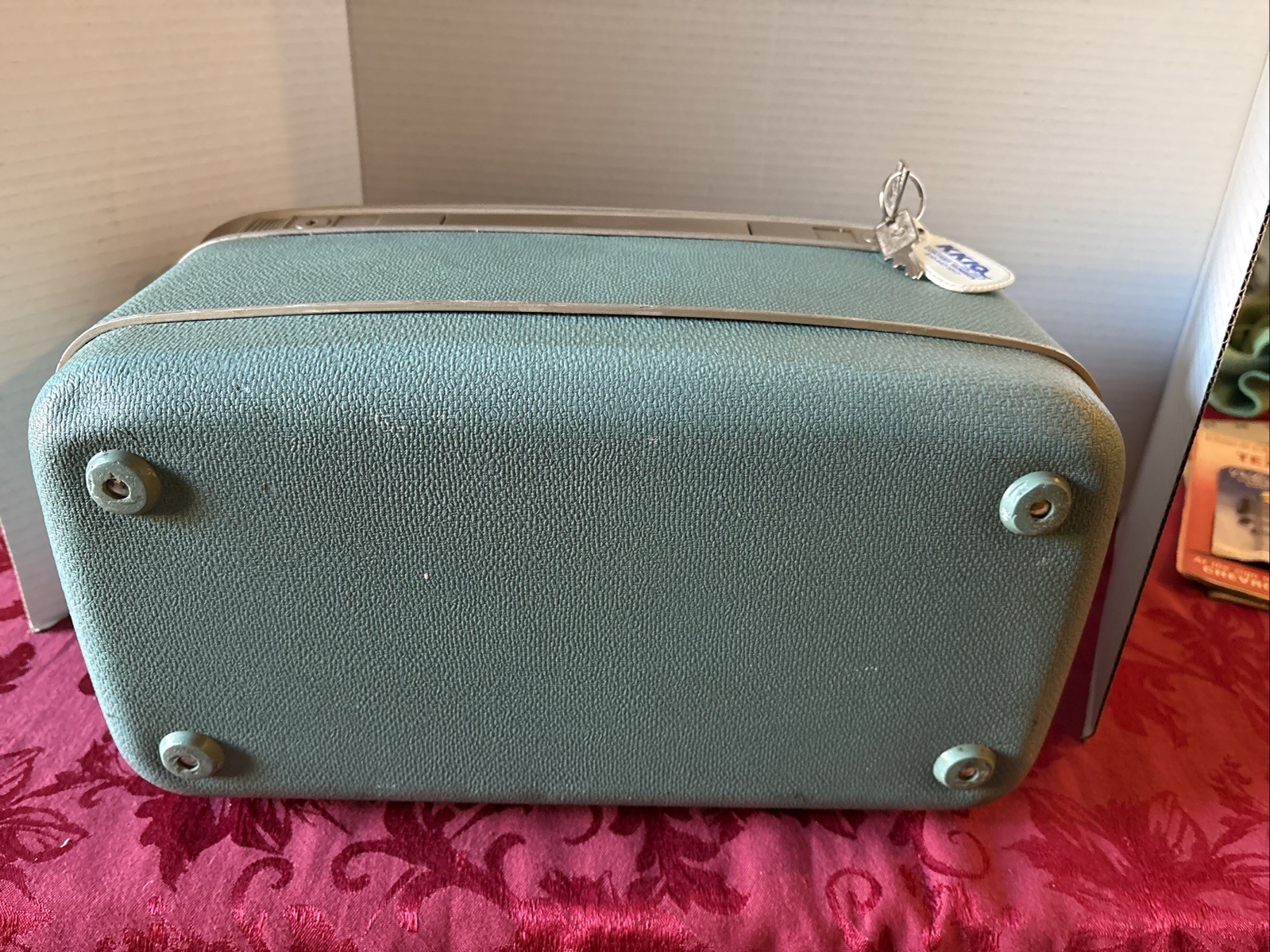 VTG 60s MCM Aqua Samsonite Silhouette Hardshell Case+Mirror+Key+bonus Free Post