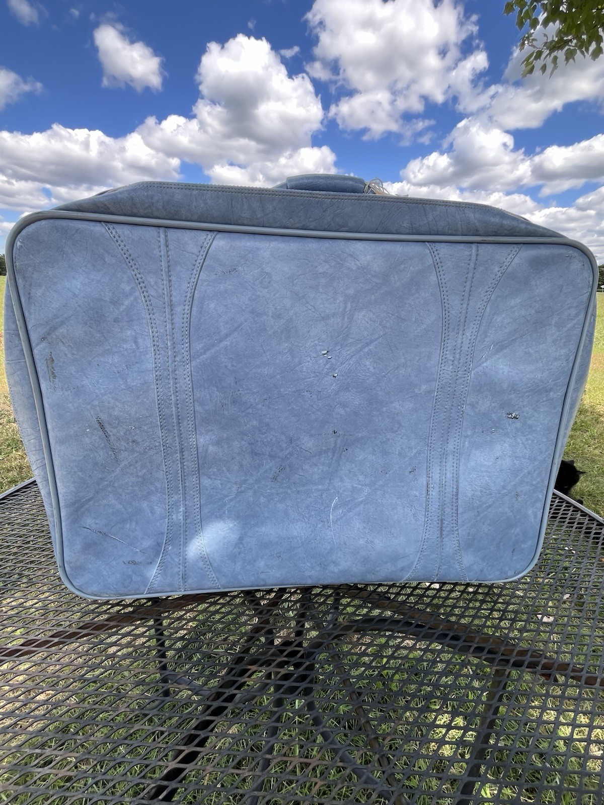 Vintage 1975 Escort By American Tourister Luggage. Leather.Baby Blue. SEE ALL