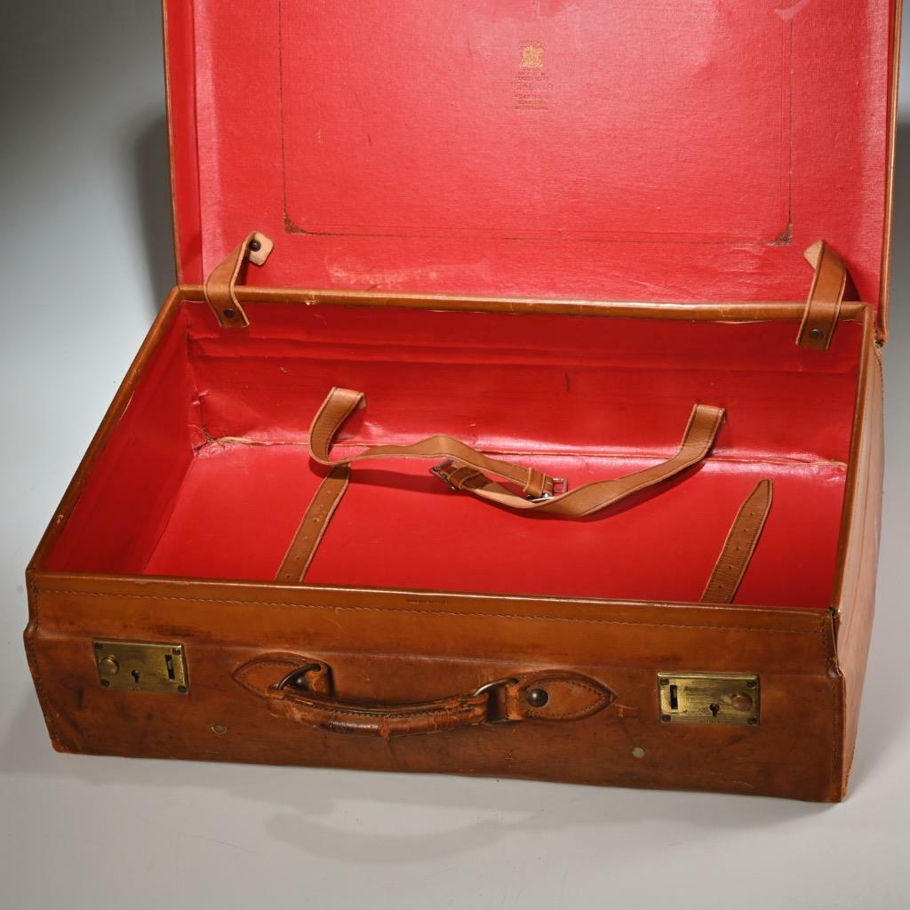 Peal and Company London Bridle Leather Suitcase Vintage