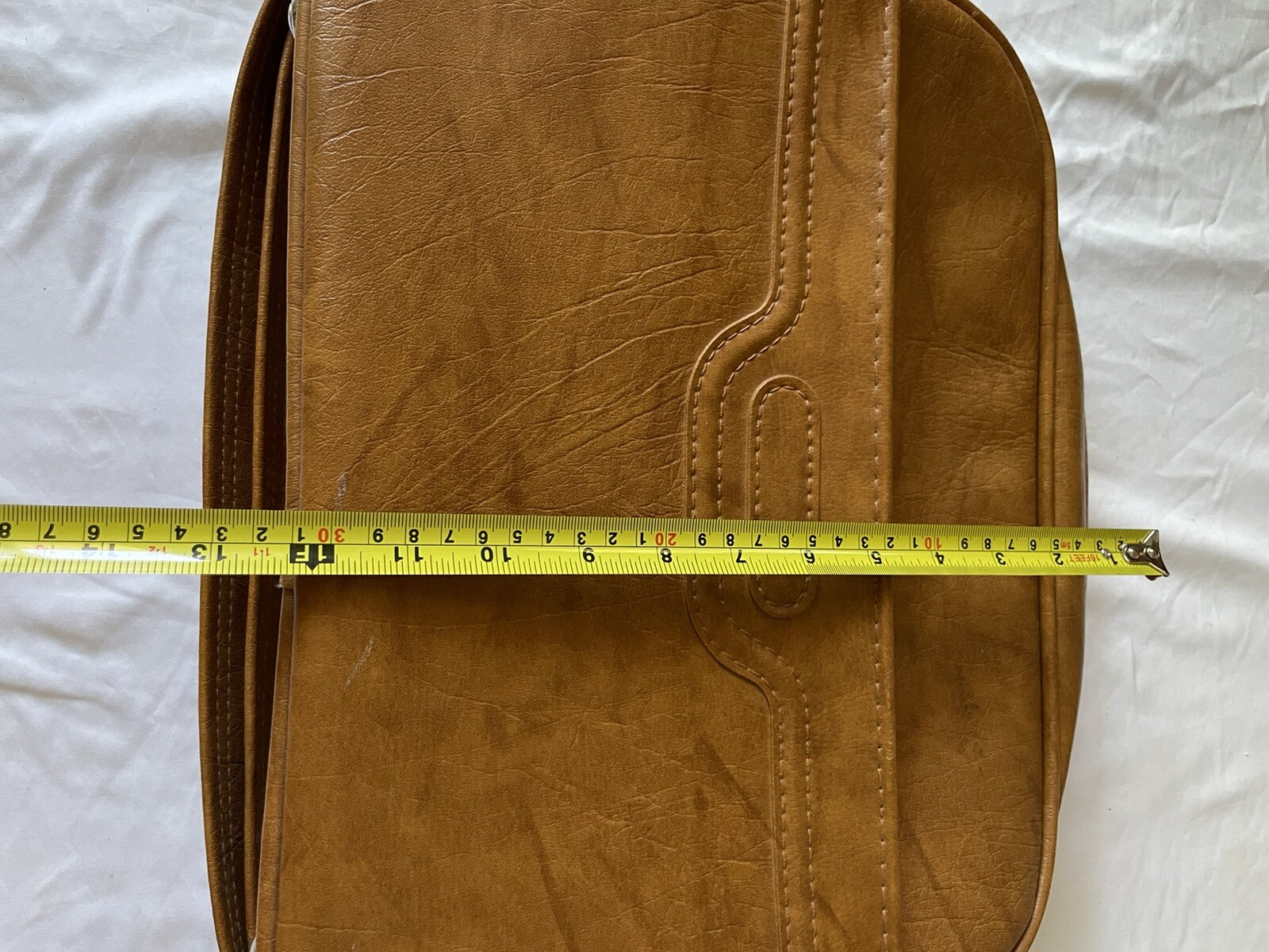 Vintage Samsonite Camel Brown Vinyl Shoulder Tote Carry-On Luggage