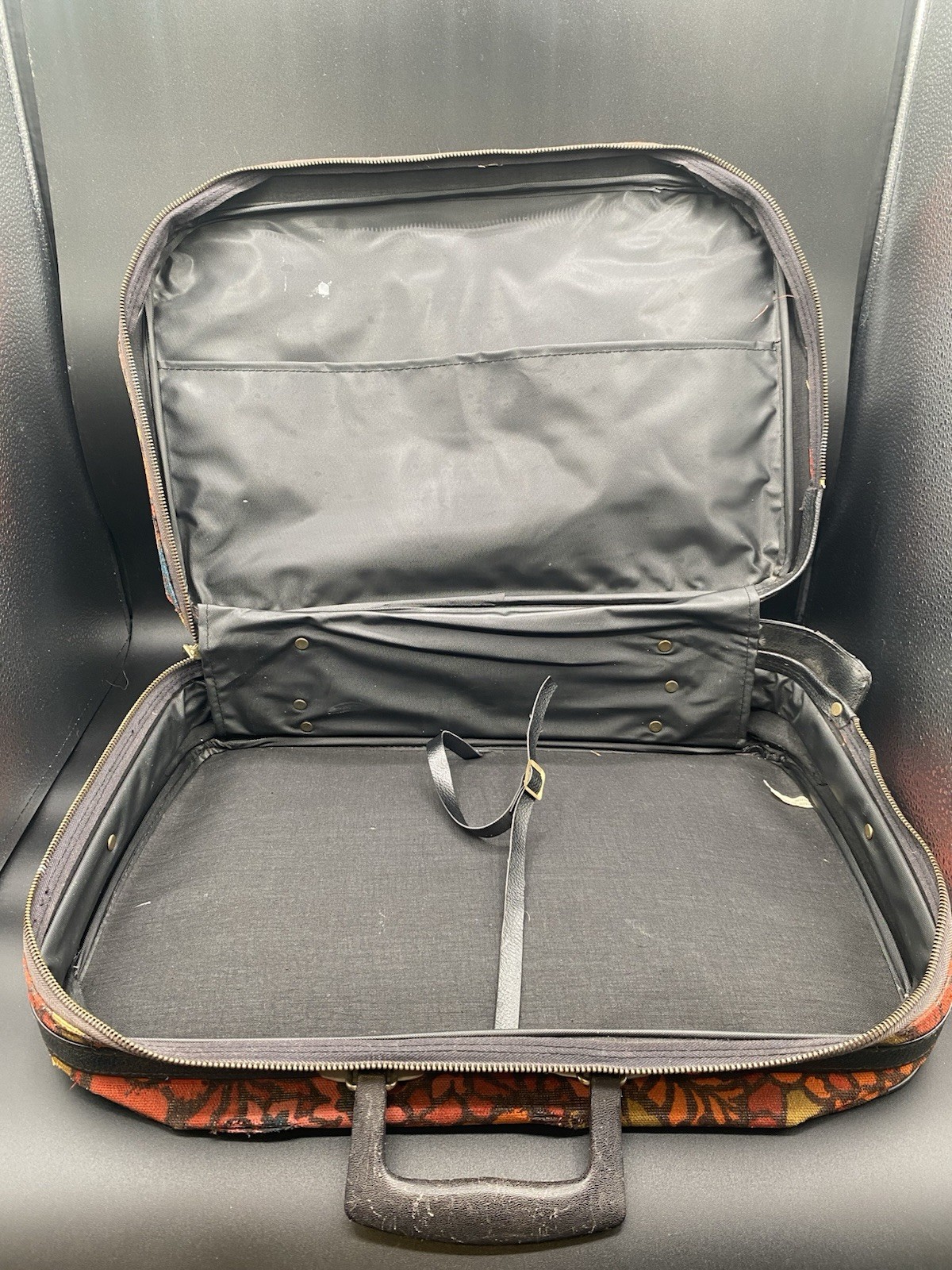 2 pc. 70s Flower Power Fabric Suitcases Luggage Made in Japan Vintage